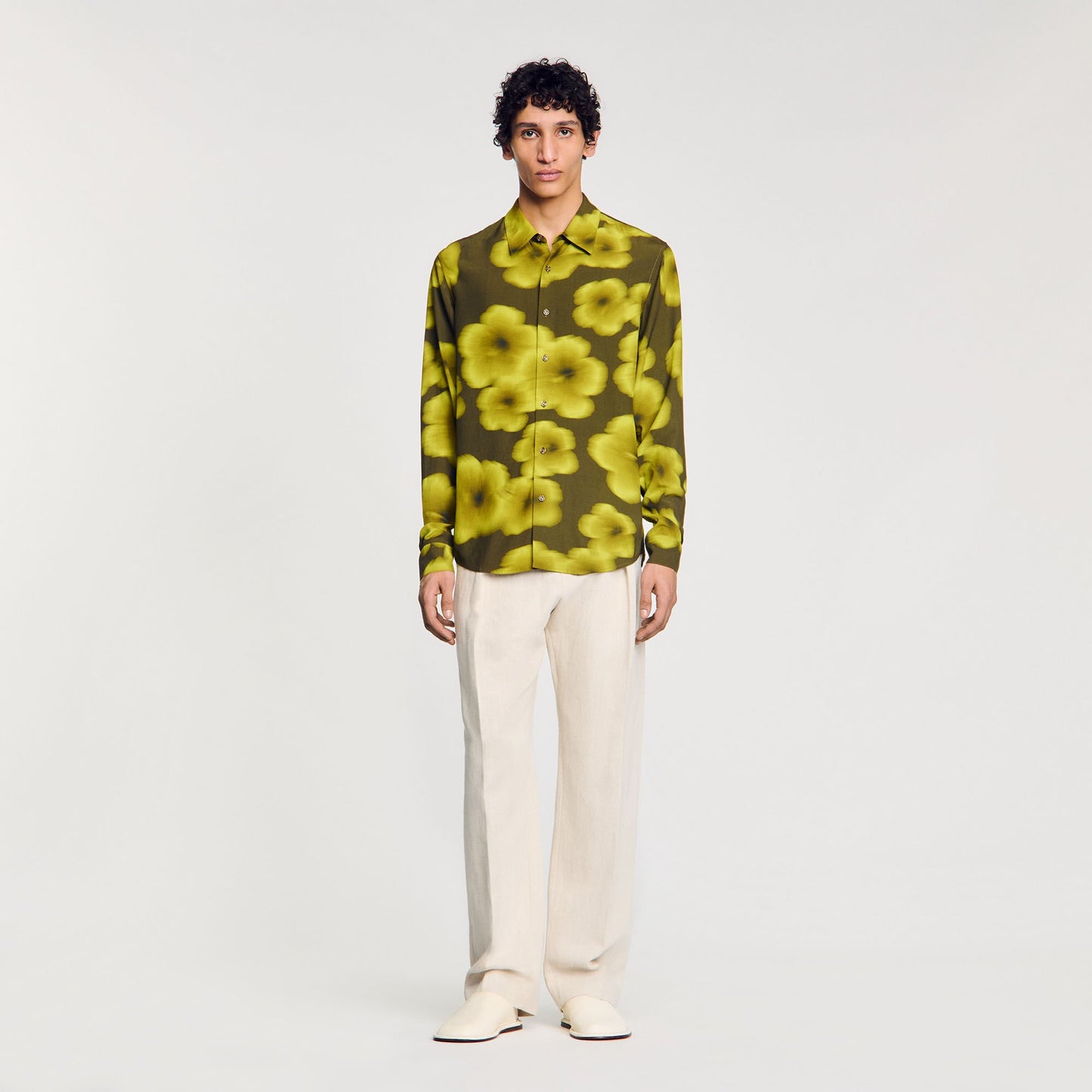 Hawaiian Flowers Shirt Ls Loose-Fit Floral Shirt Super Green