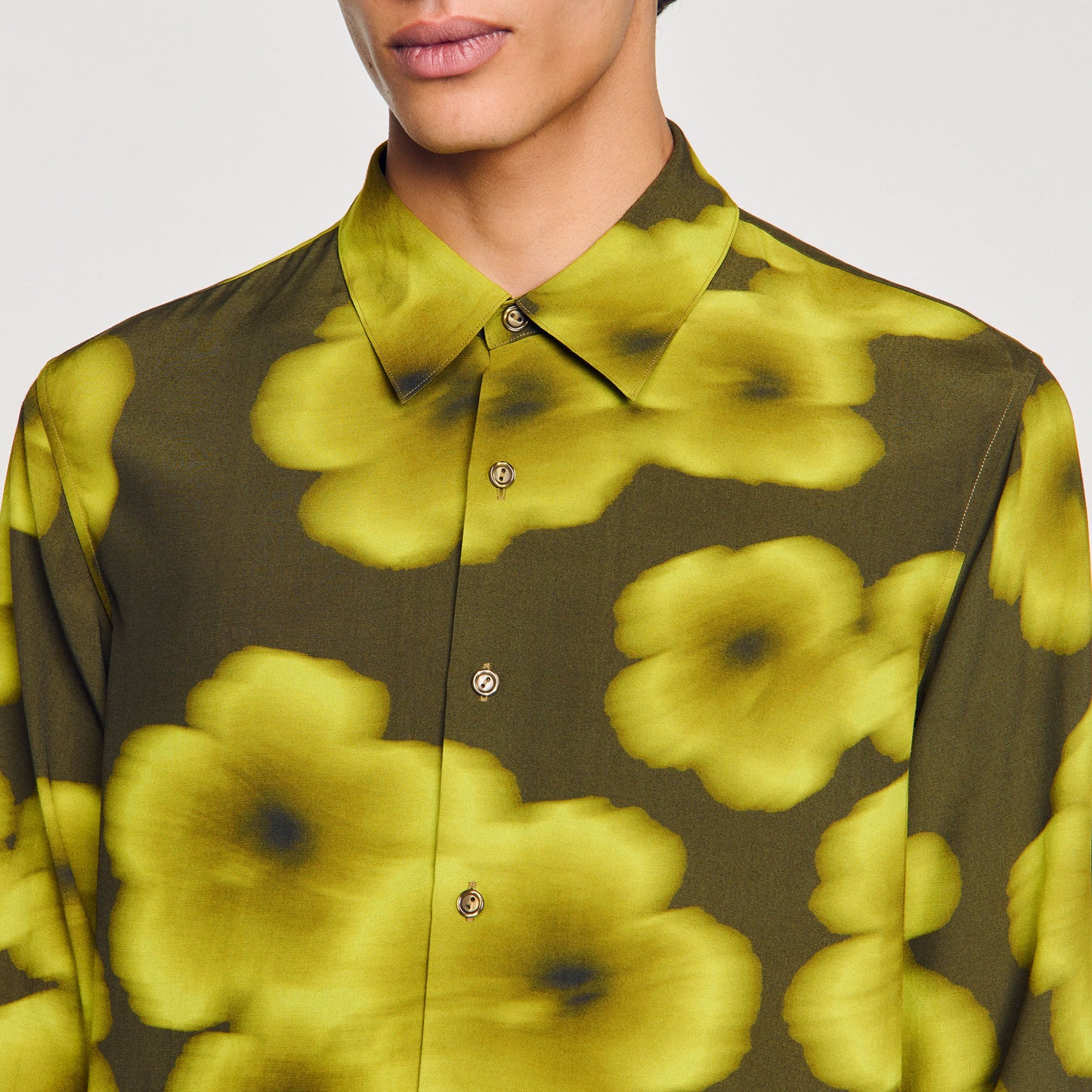 Hawaiian Flowers Shirt Ls Loose-Fit Floral Shirt Super Green
