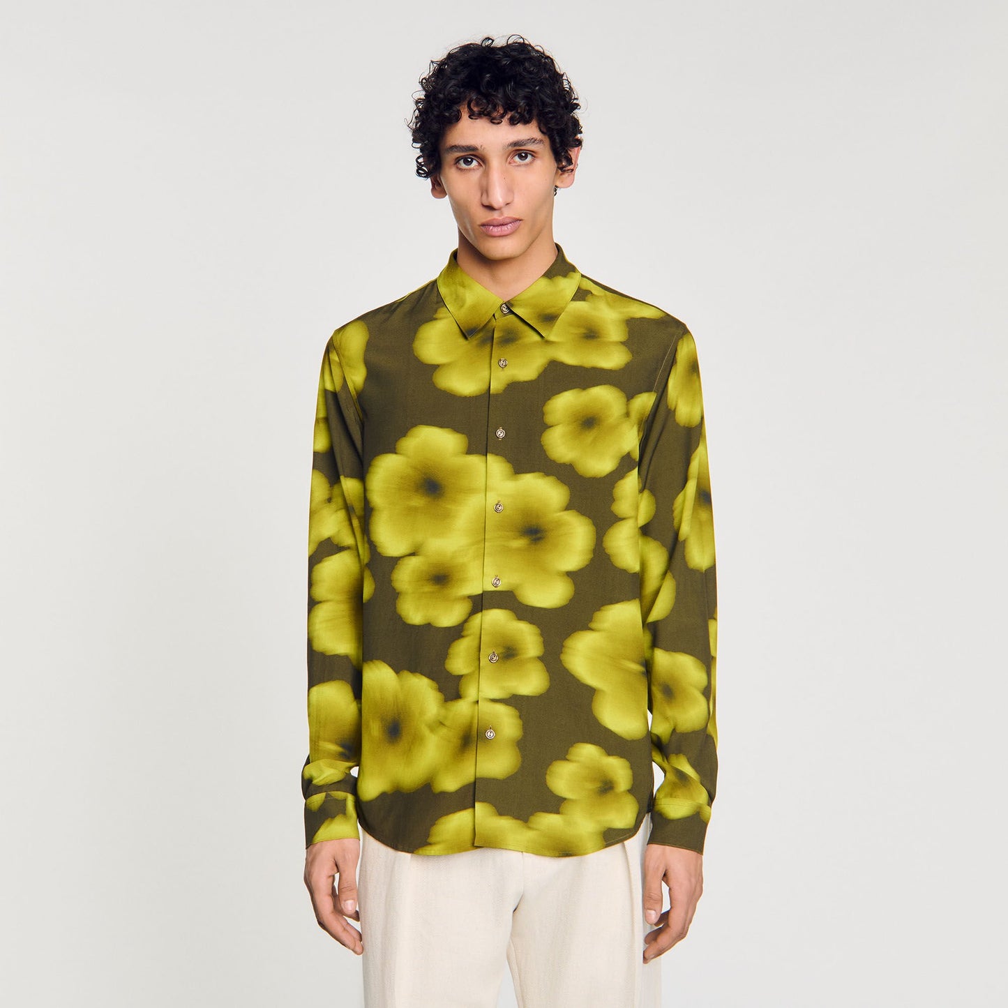 Hawaiian Flowers Shirt Ls Loose-Fit Floral Shirt Super Green