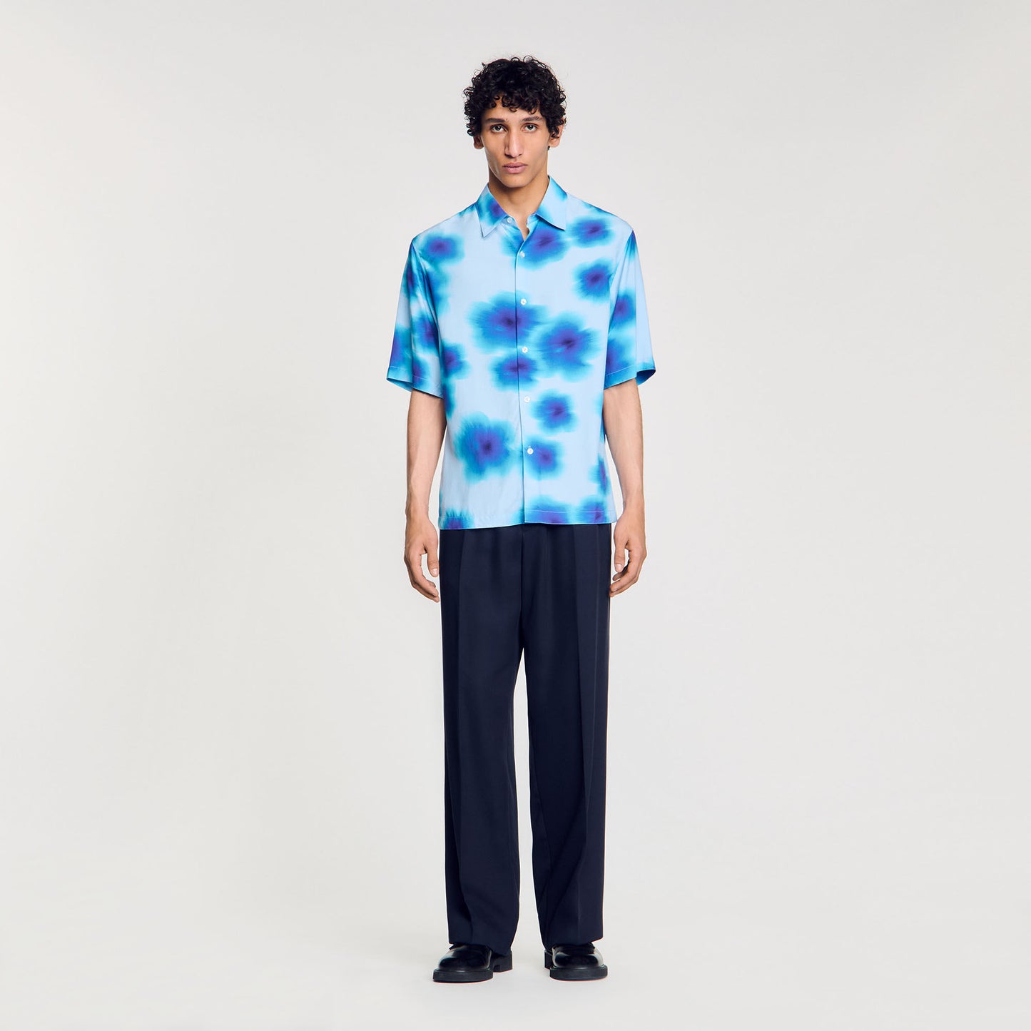 Floral Motif Shirt Blue Sky