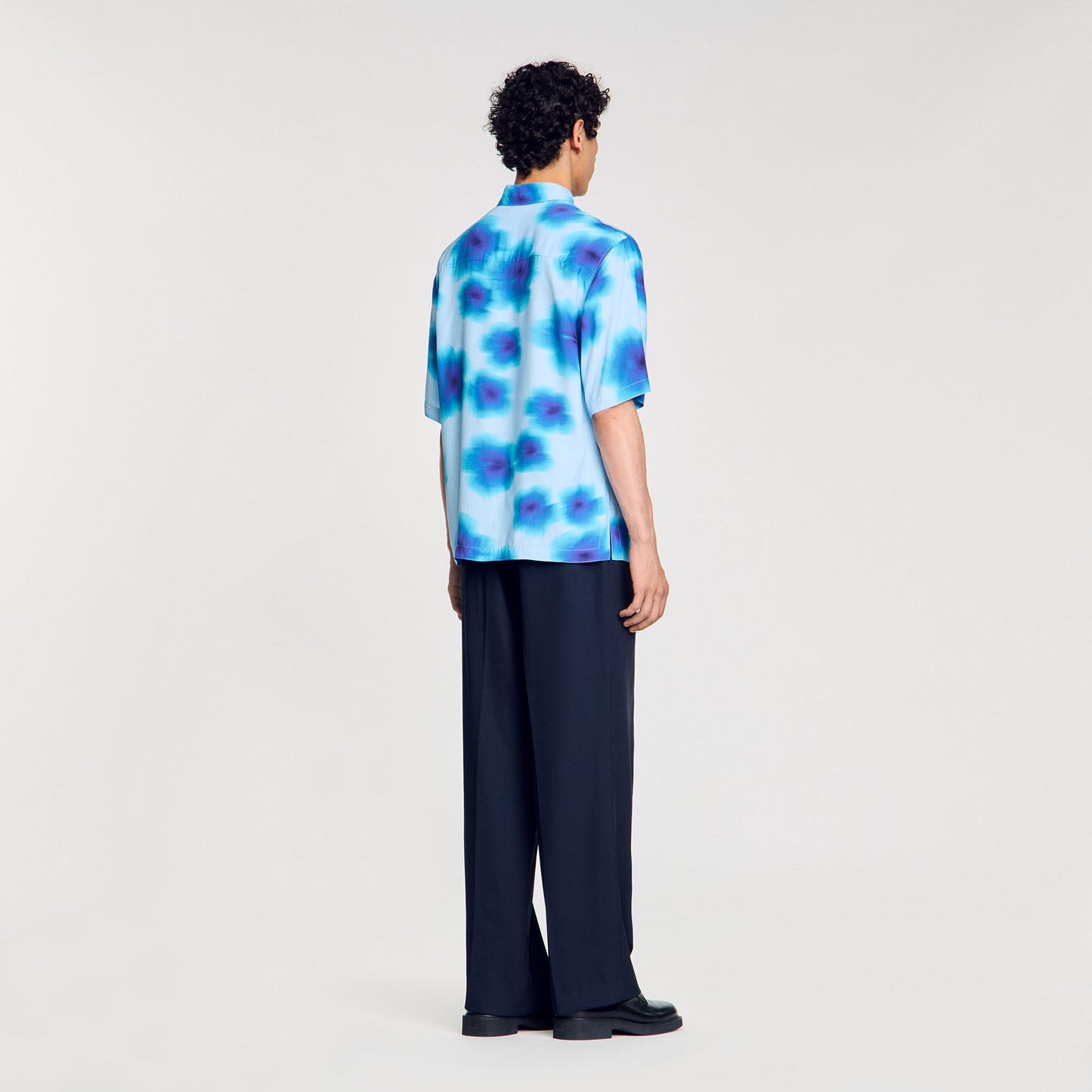 Floral Motif Shirt Blue Sky