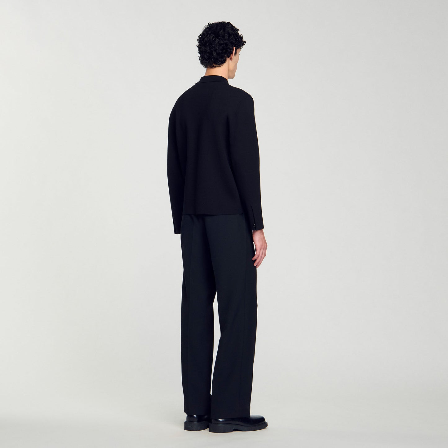 Knit Overshirt Button-Down Cardigan Black