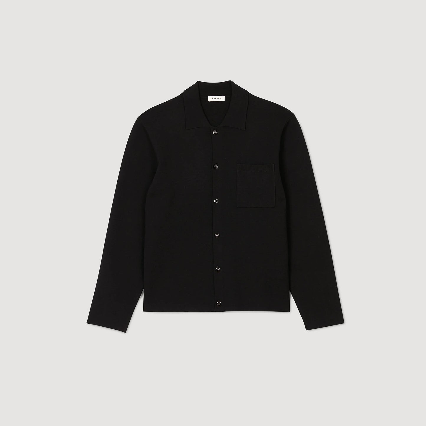 Knit Overshirt Button-Down Cardigan Black