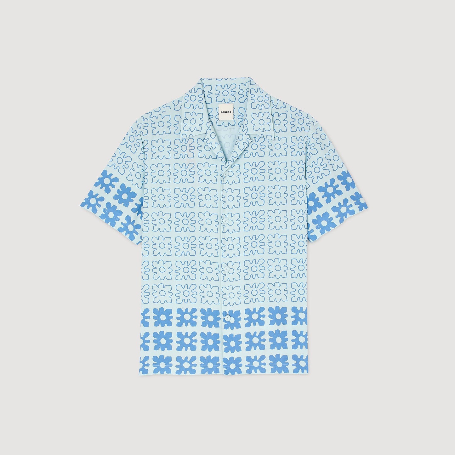 Vintage Flower Shirt Mc Floral Motif Shirt Blue Sky