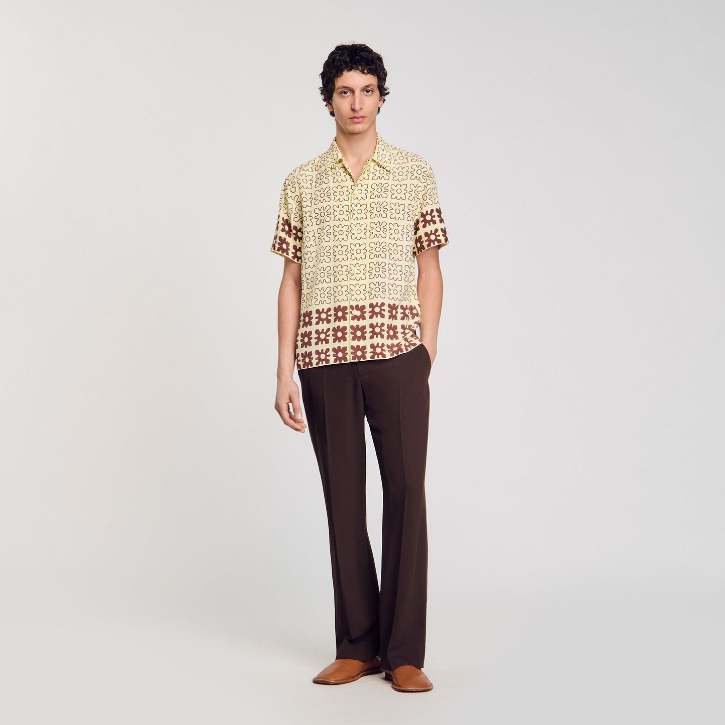 Vintage Flower Shirt Mc Floral Motif Shirt Oats