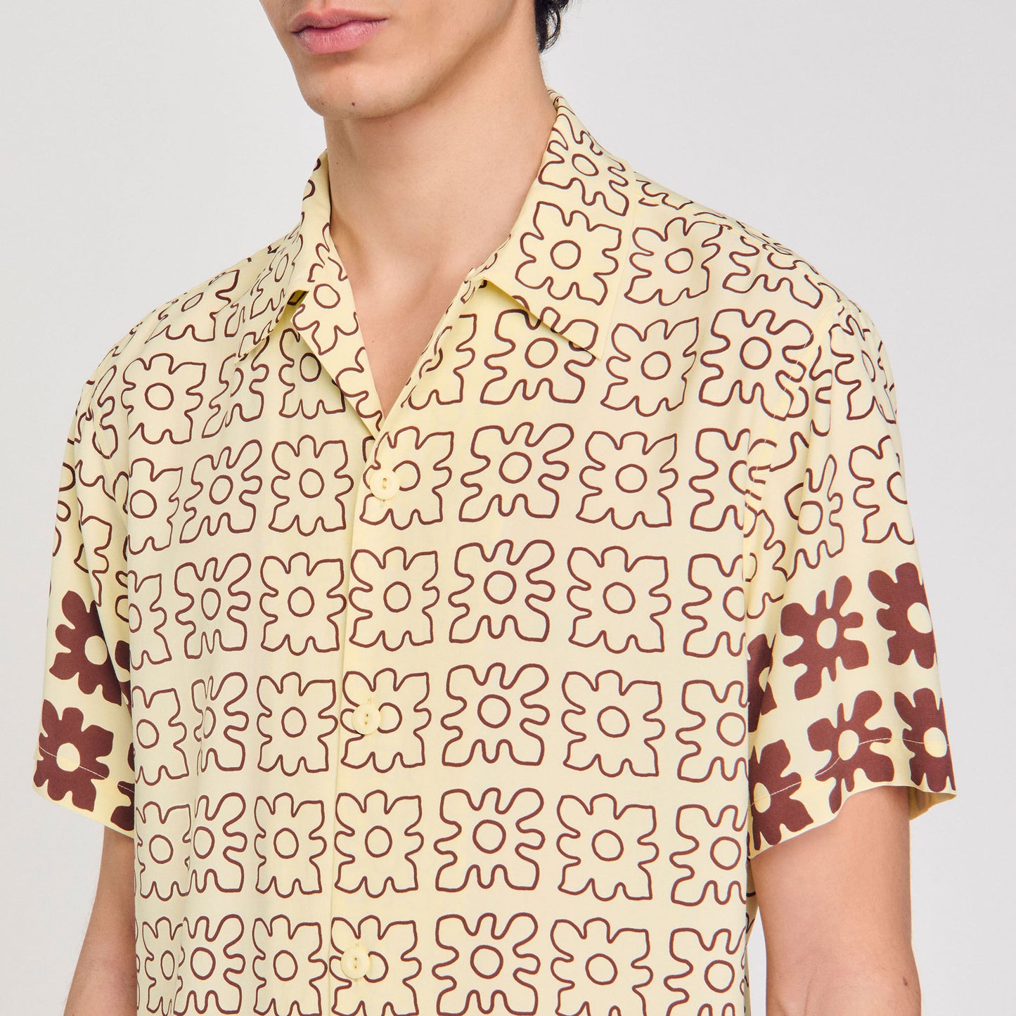 Vintage Flower Shirt Mc Floral Motif Shirt Oats