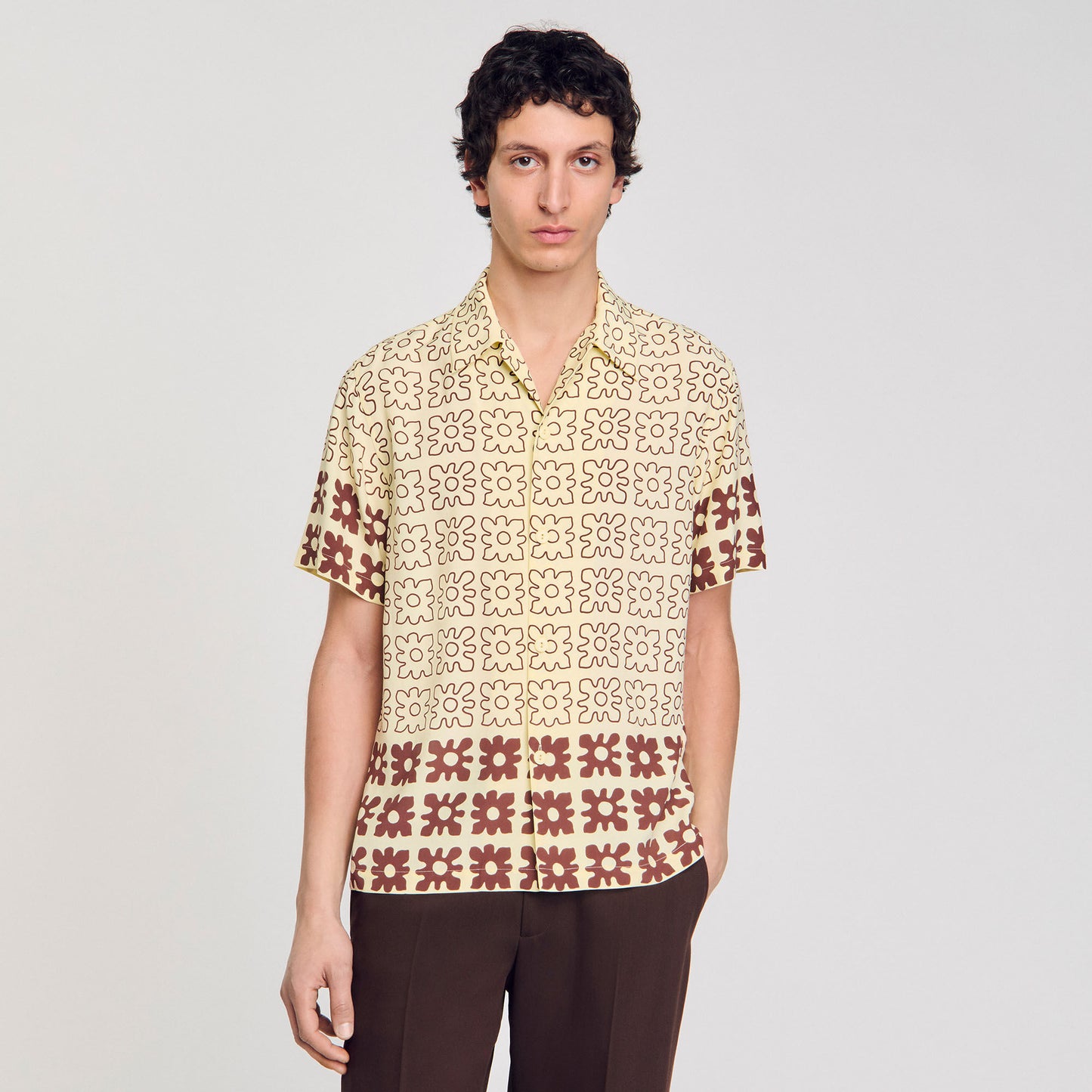 Vintage Flower Shirt Mc Floral Motif Shirt Oats