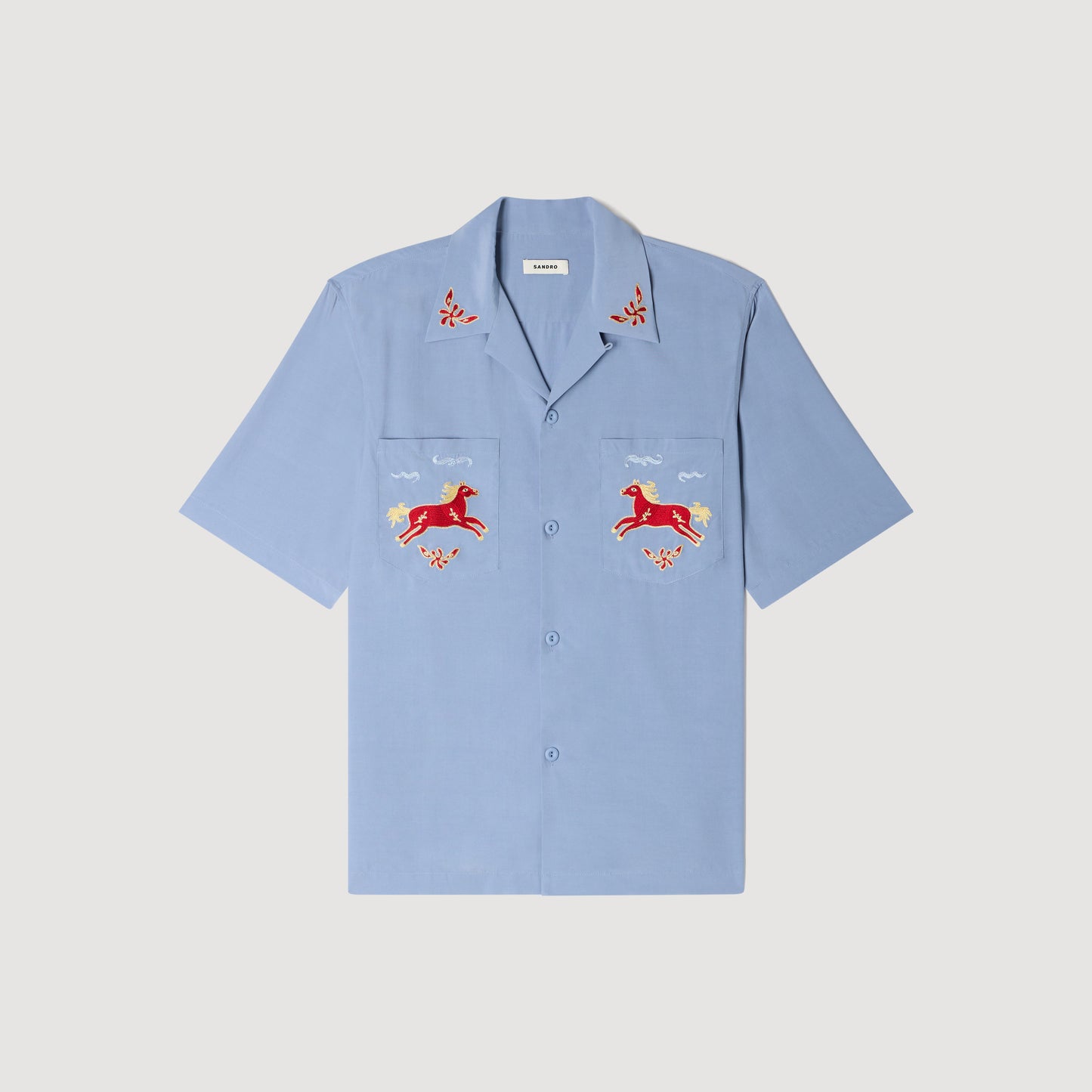 Horse Shirt Ss Embroidered Horse Loose-Fit Shirt Chambray