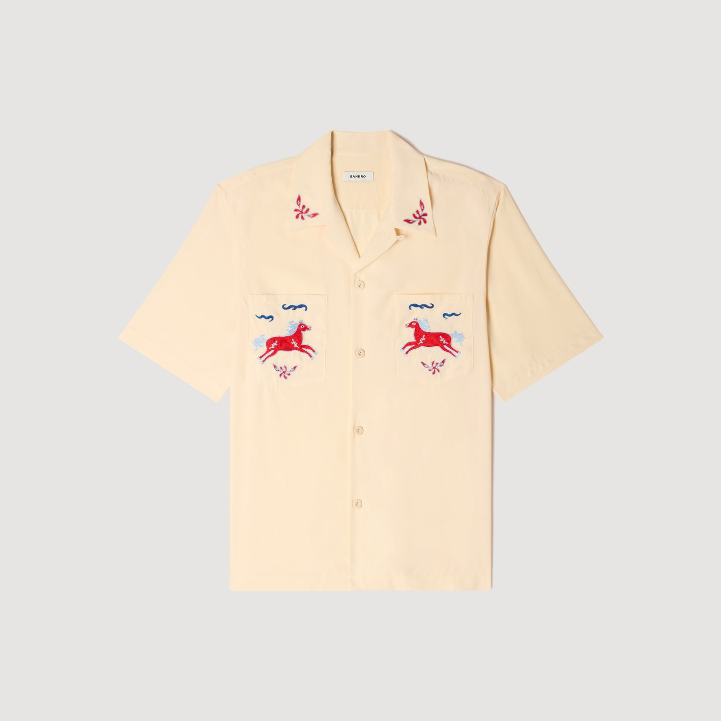 Horse Shirt Ss Embroidered Horse Loose-Fit Shirt Butter Cream