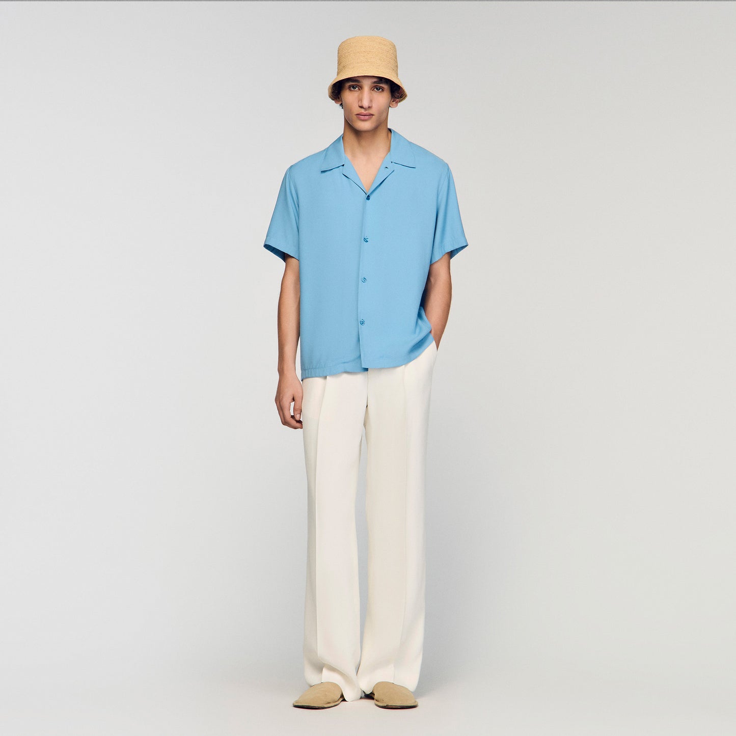 New Requin Mc Loose-Fit Shark Collar Shirt Sky Blue