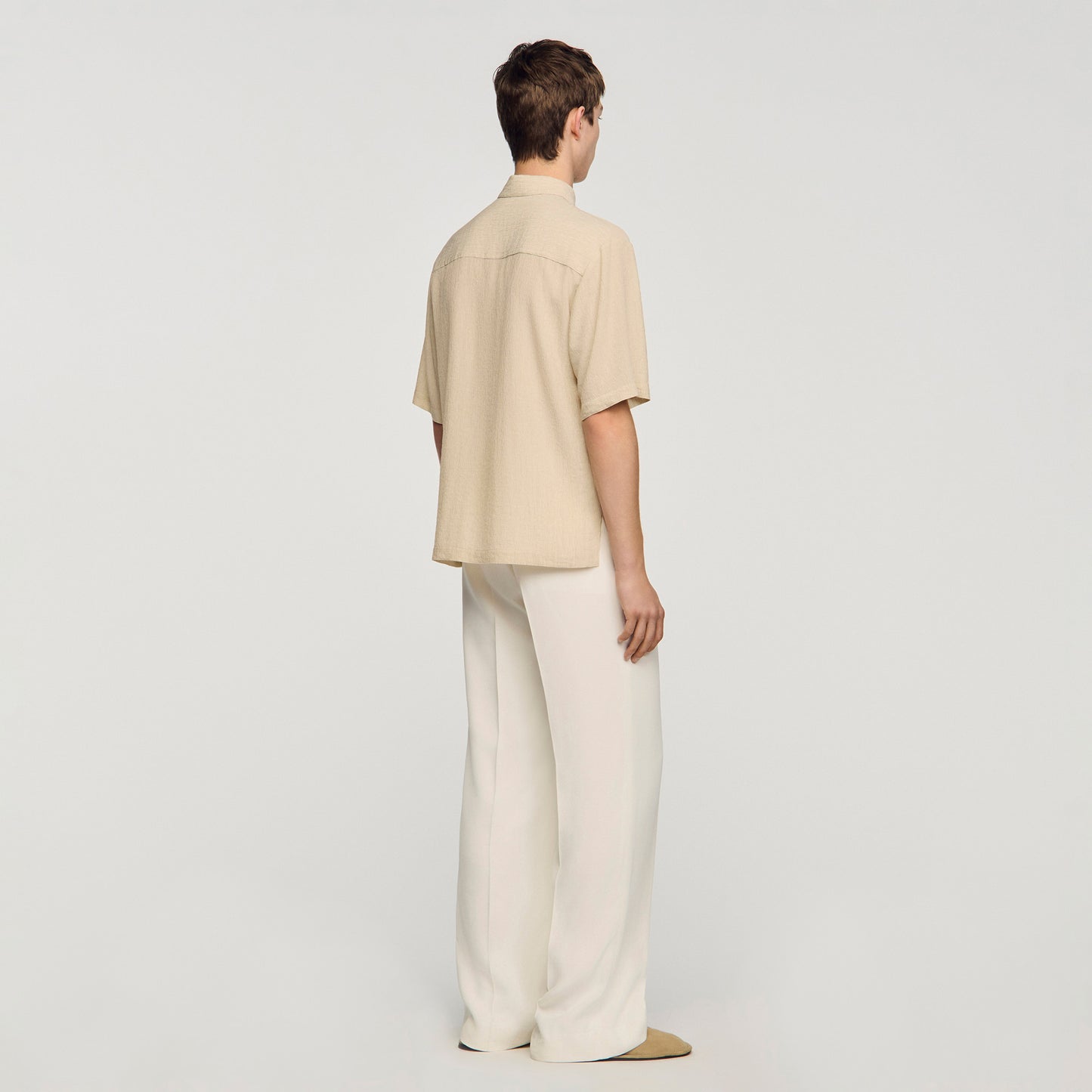 New Pleated Shirt Mc Pleated Shirt With Shark Collar Sand