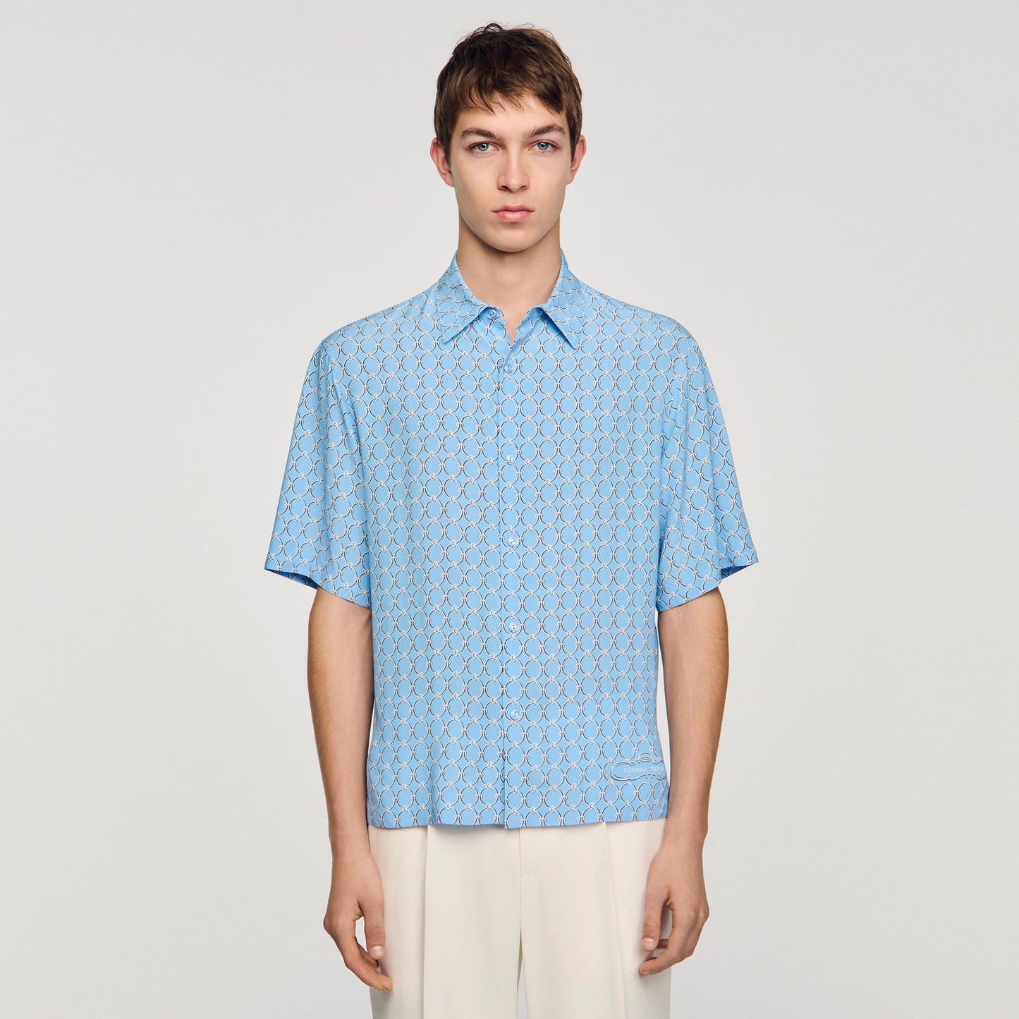 Catena Shirt Mc Link Print Loose-Fit Shirt SKY BLUE