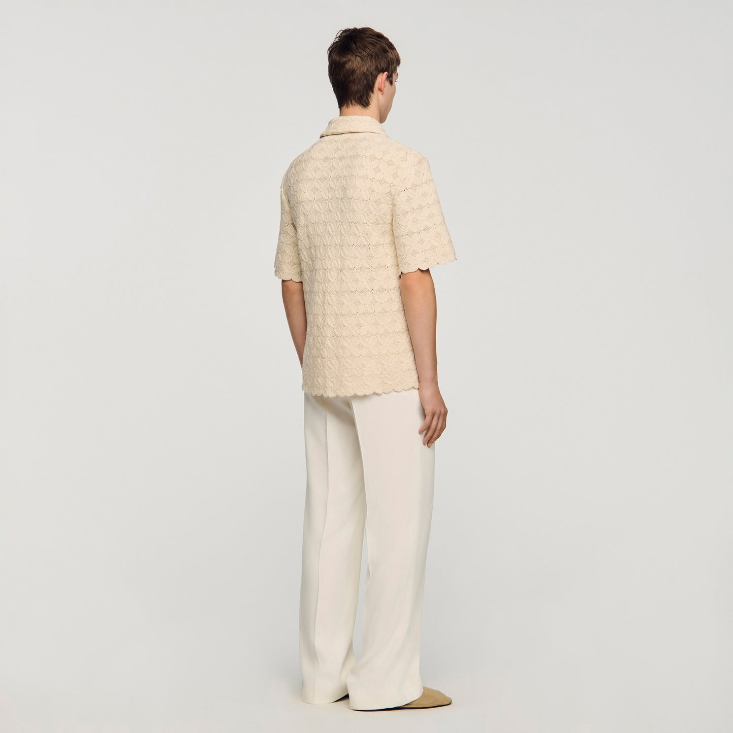 Lace Flower Shirt Mc Cotton Broderie Anglaise Shirt Ecru