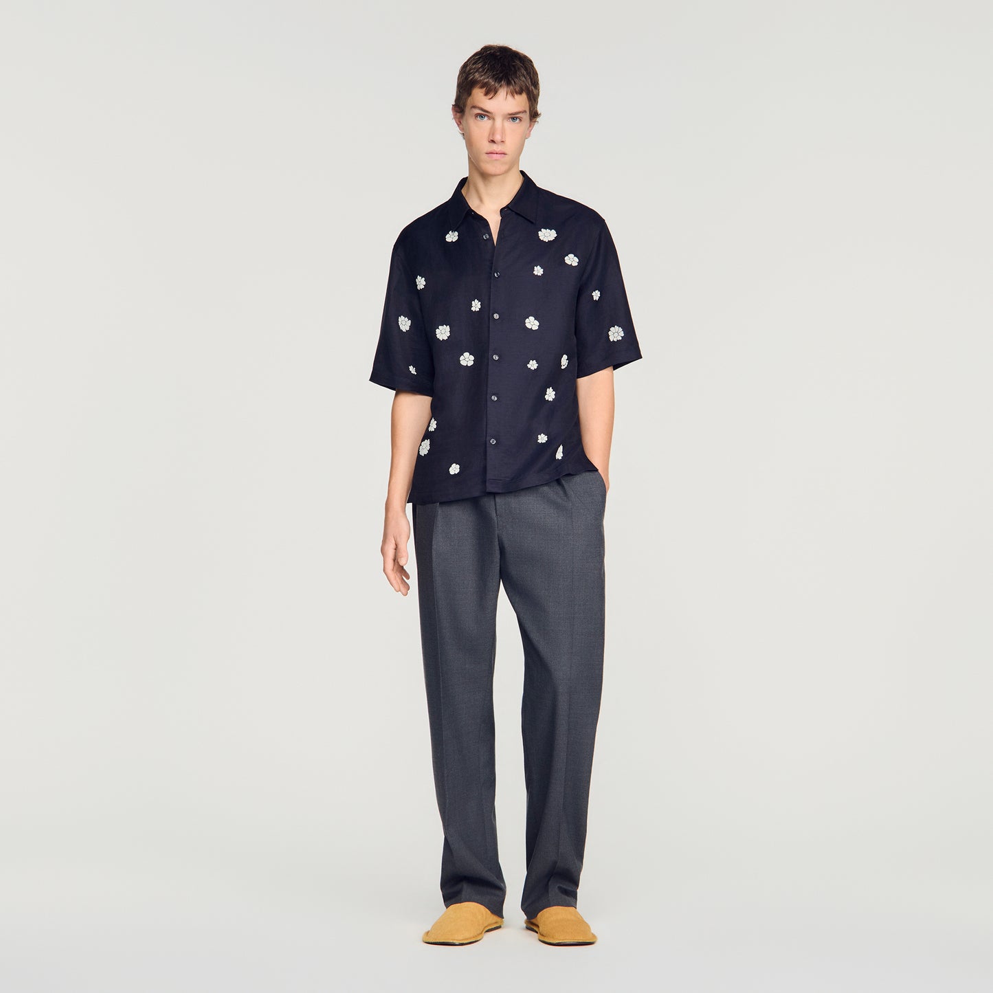 Velvet Flowers Mc Loose-fit floral shirt Midnight Blue