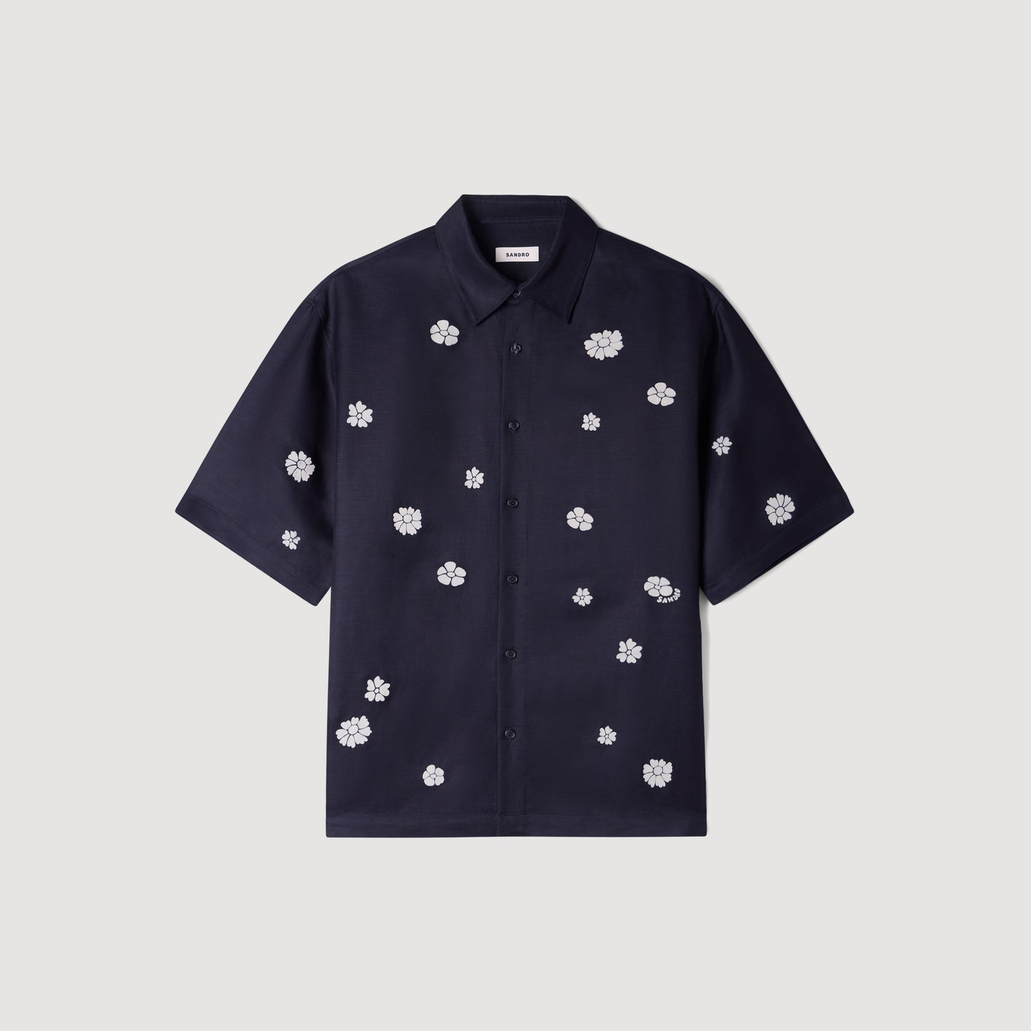 Velvet Flowers Mc Loose-fit floral shirt Midnight Blue