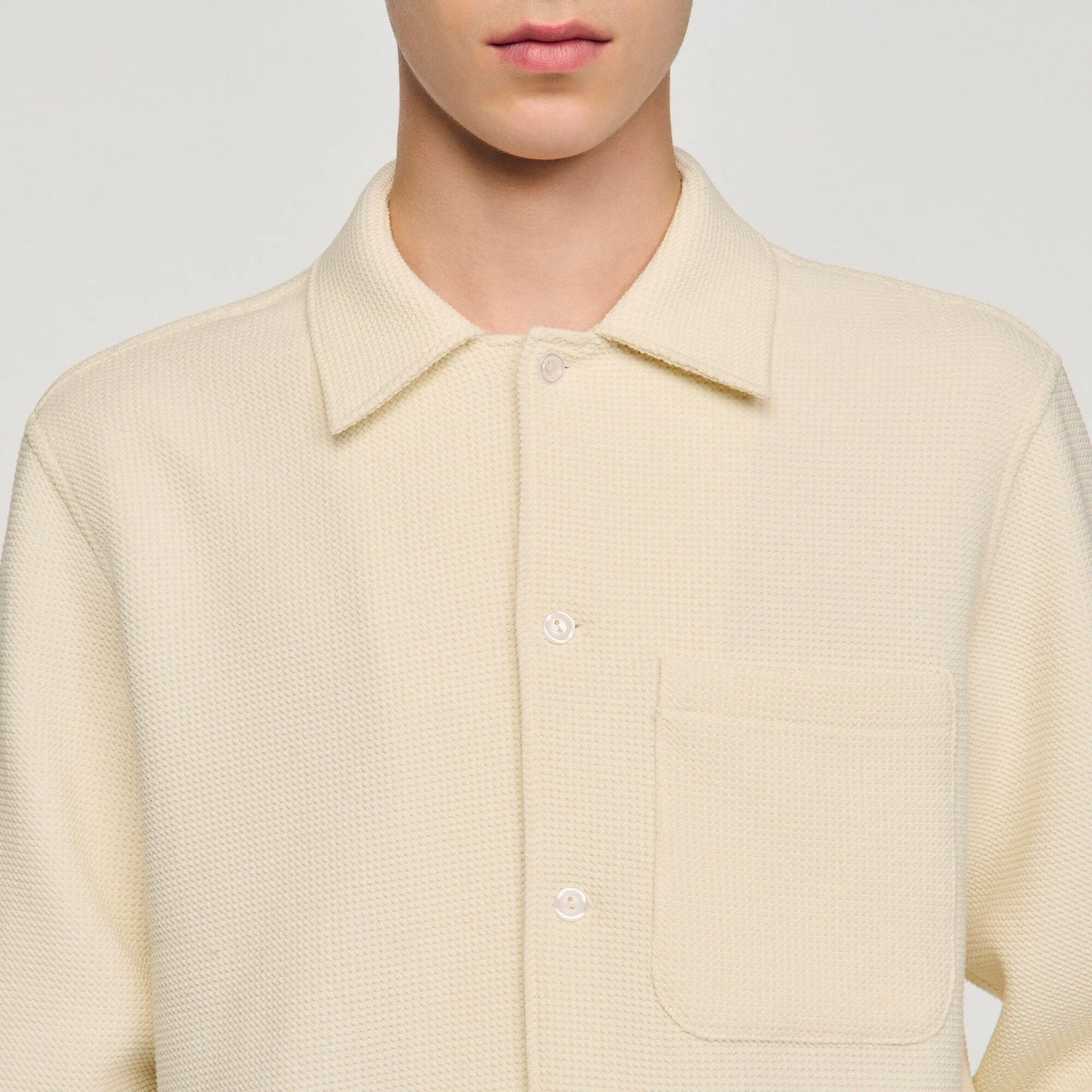 Chemise New Coast Textured Shark Collar Shirt Ecru