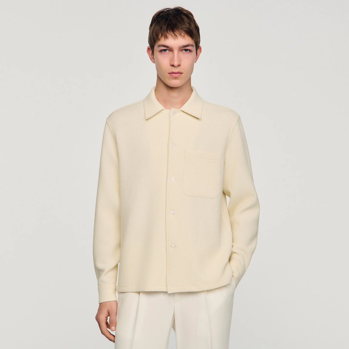 Chemise New Coast Textured Shark Collar Shirt Ecru