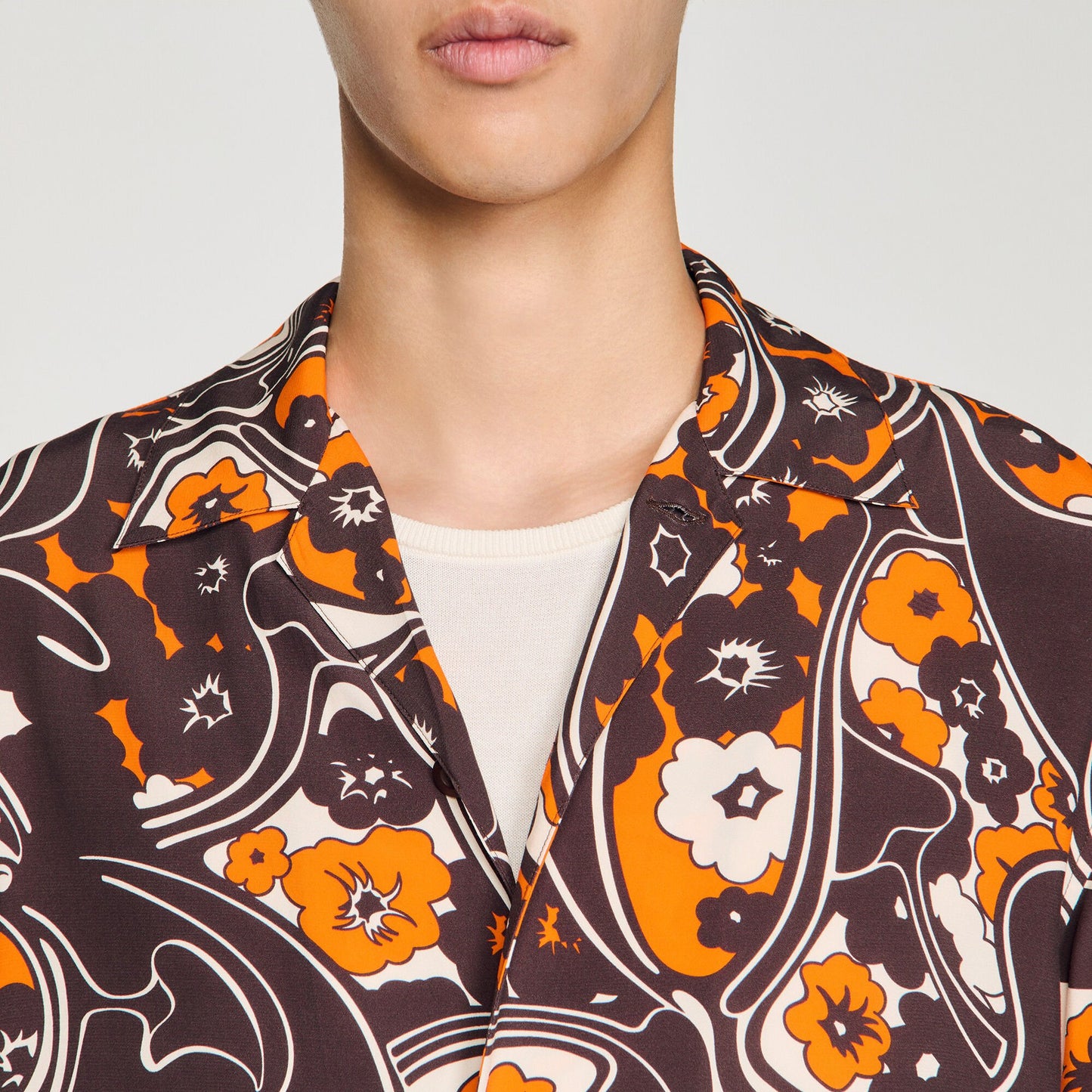 Hippie Trip Mc Loose-Fit Print Shark Collar Shirt Black Brown