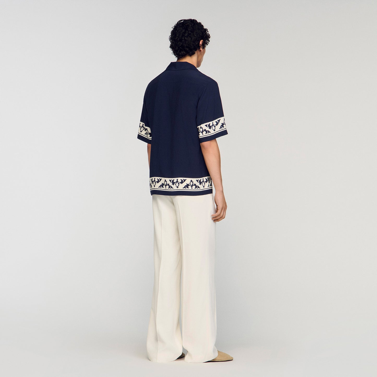 Amalfi Shirt Mc Contrast Print Loose-Fit Shirt Navy Blue
