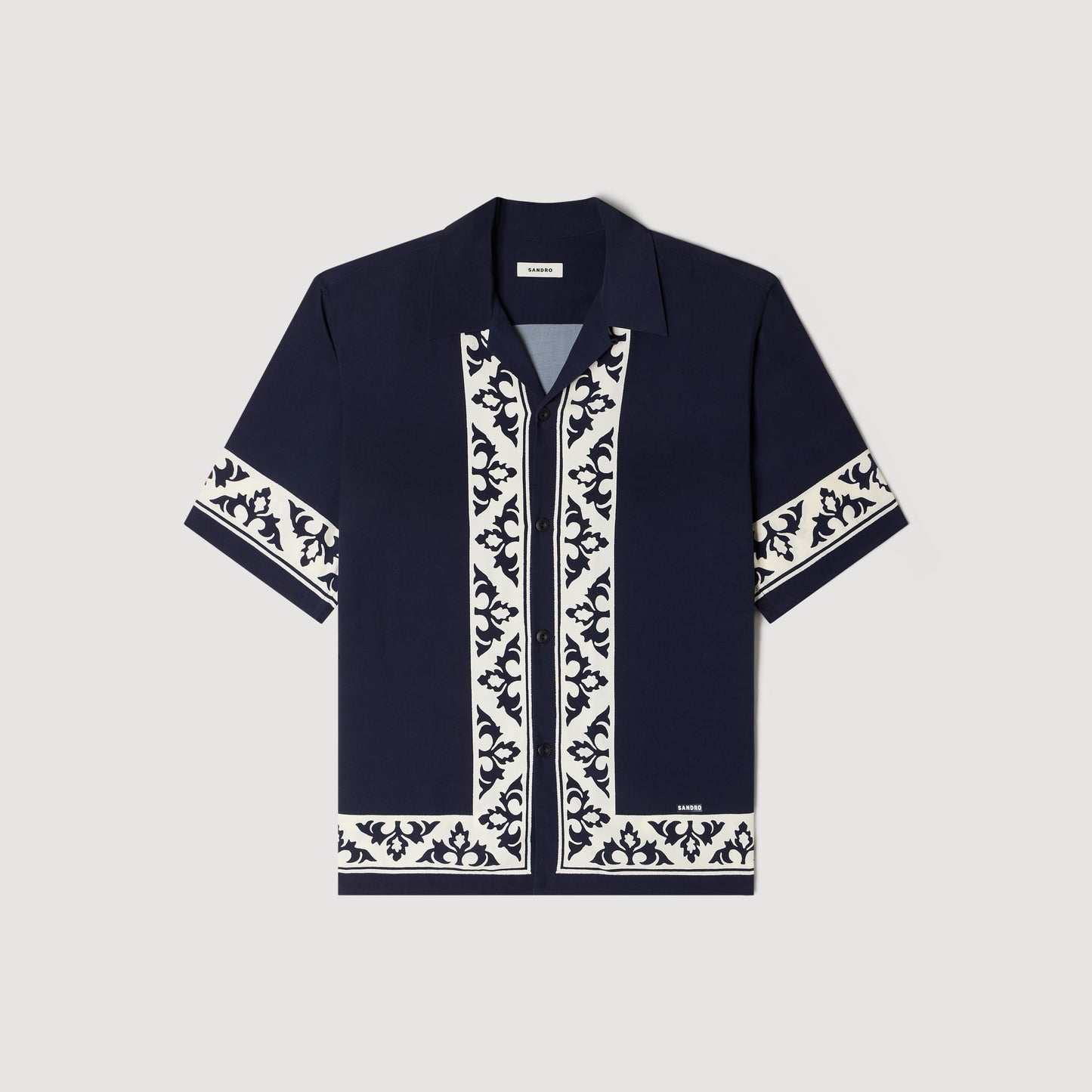 Amalfi Shirt Mc Contrast Print Loose-Fit Shirt Navy Blue