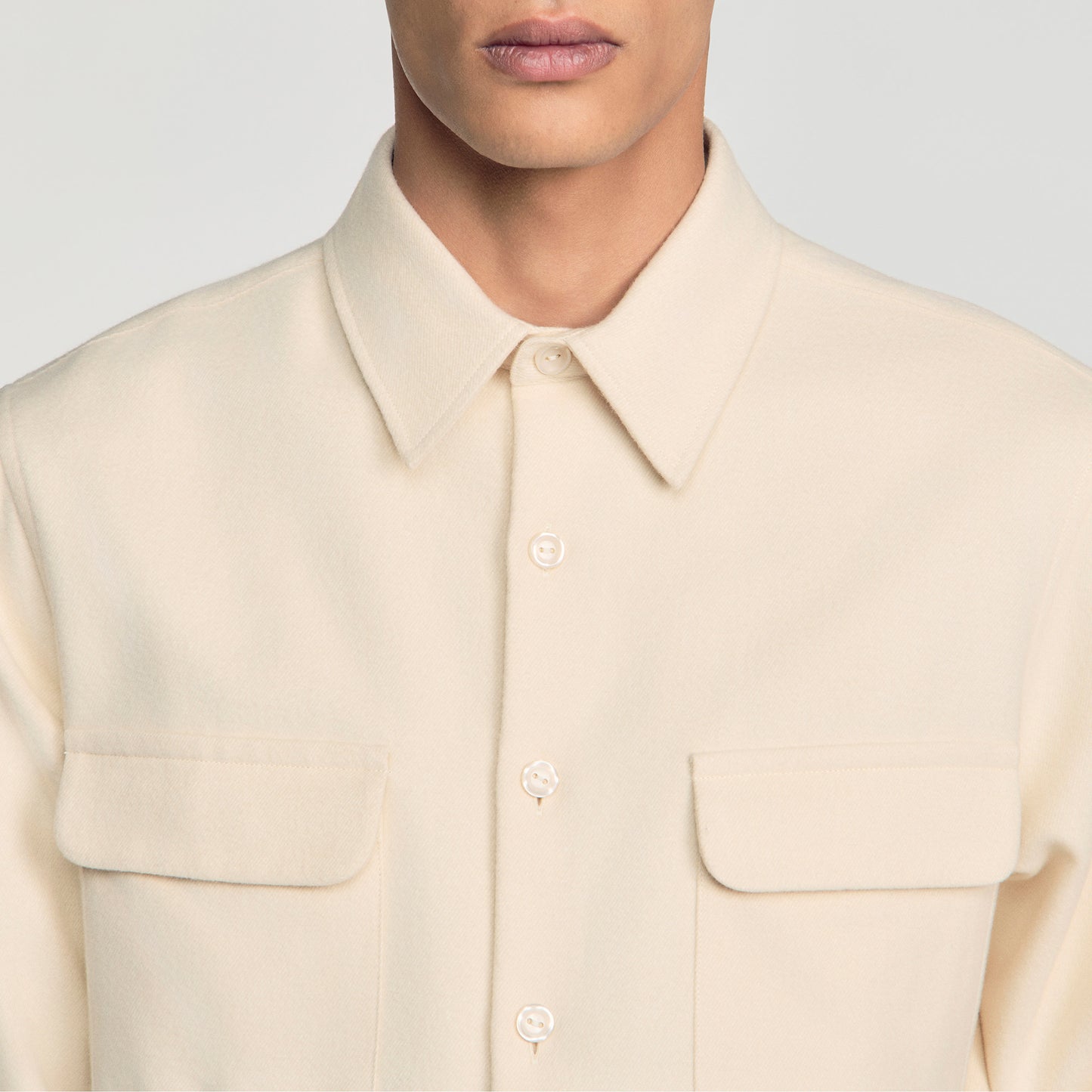 Flannel Pocket Shirt Cotton flannel shirt Ecru