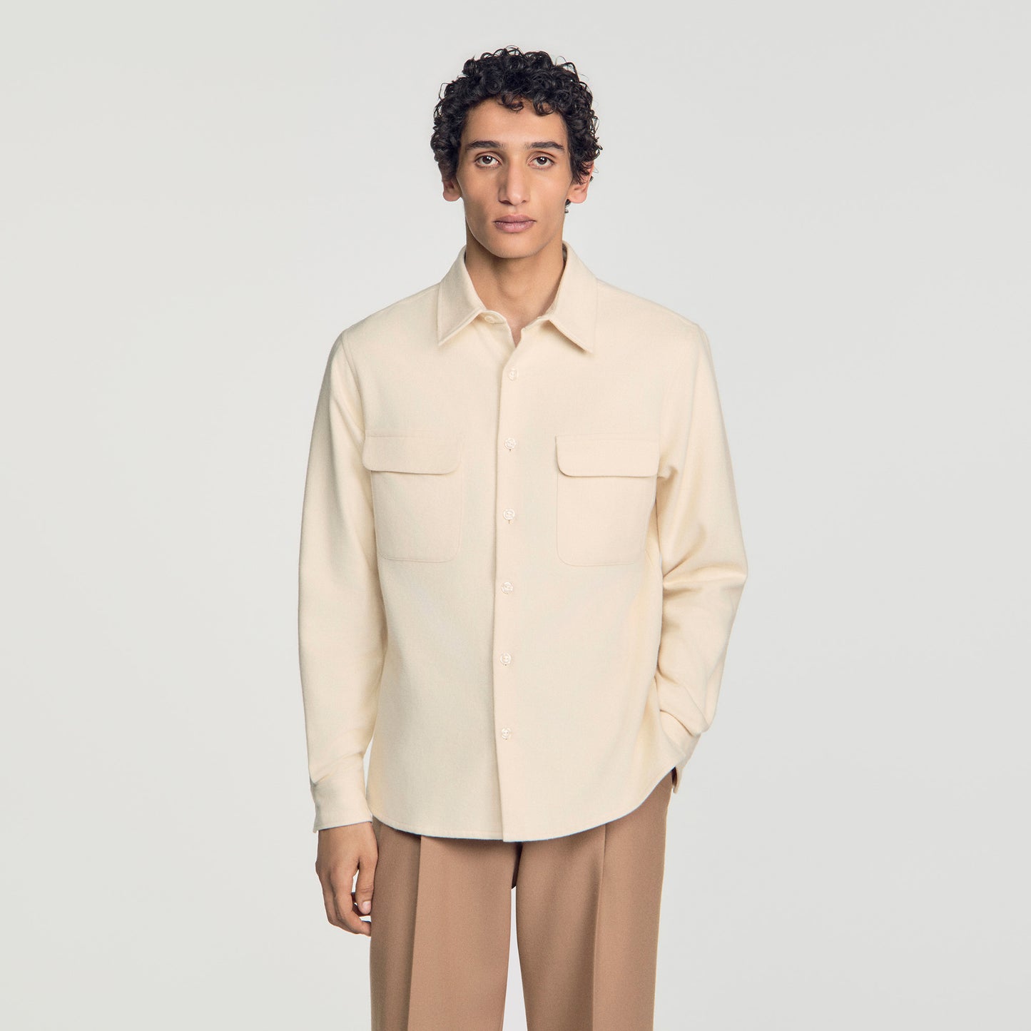 Flannel Pocket Shirt Cotton flannel shirt Ecru