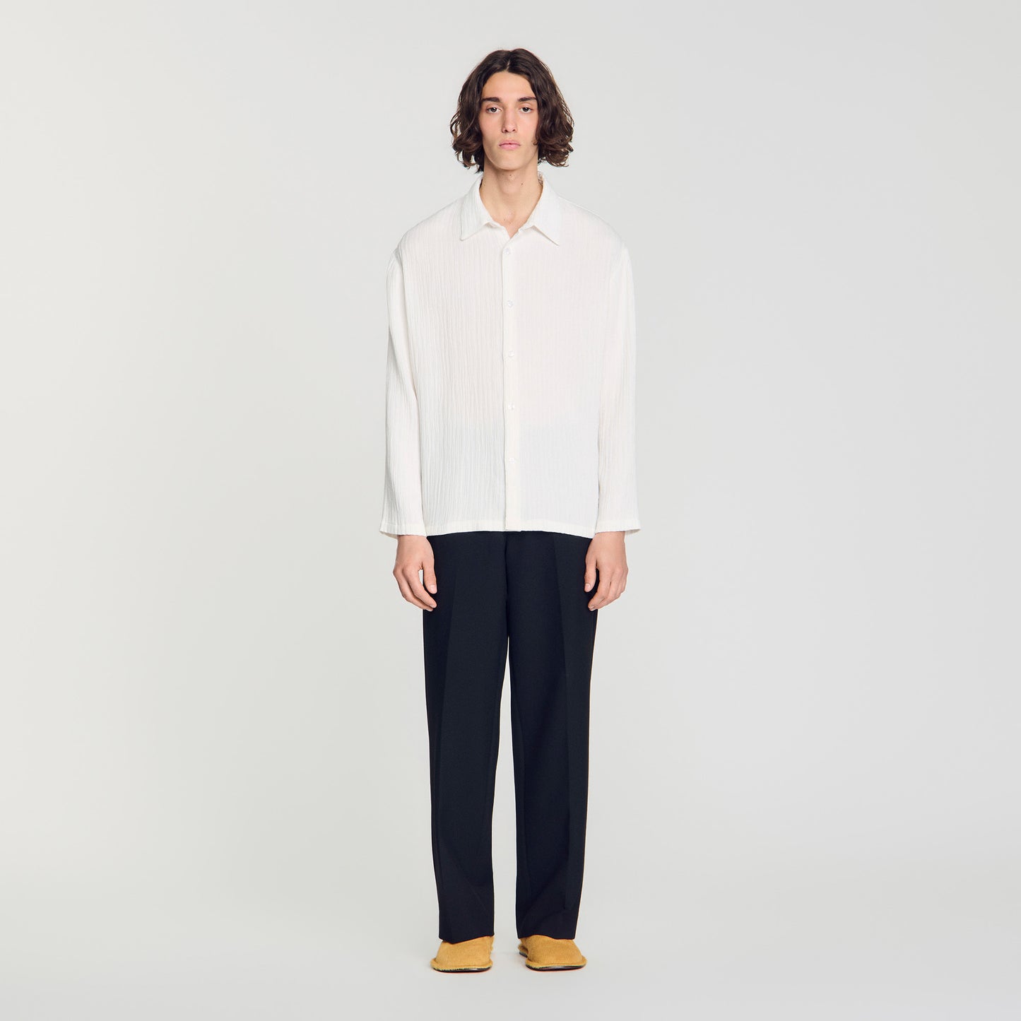 Crinkle Shirt Crinkled loose-fit shirt White