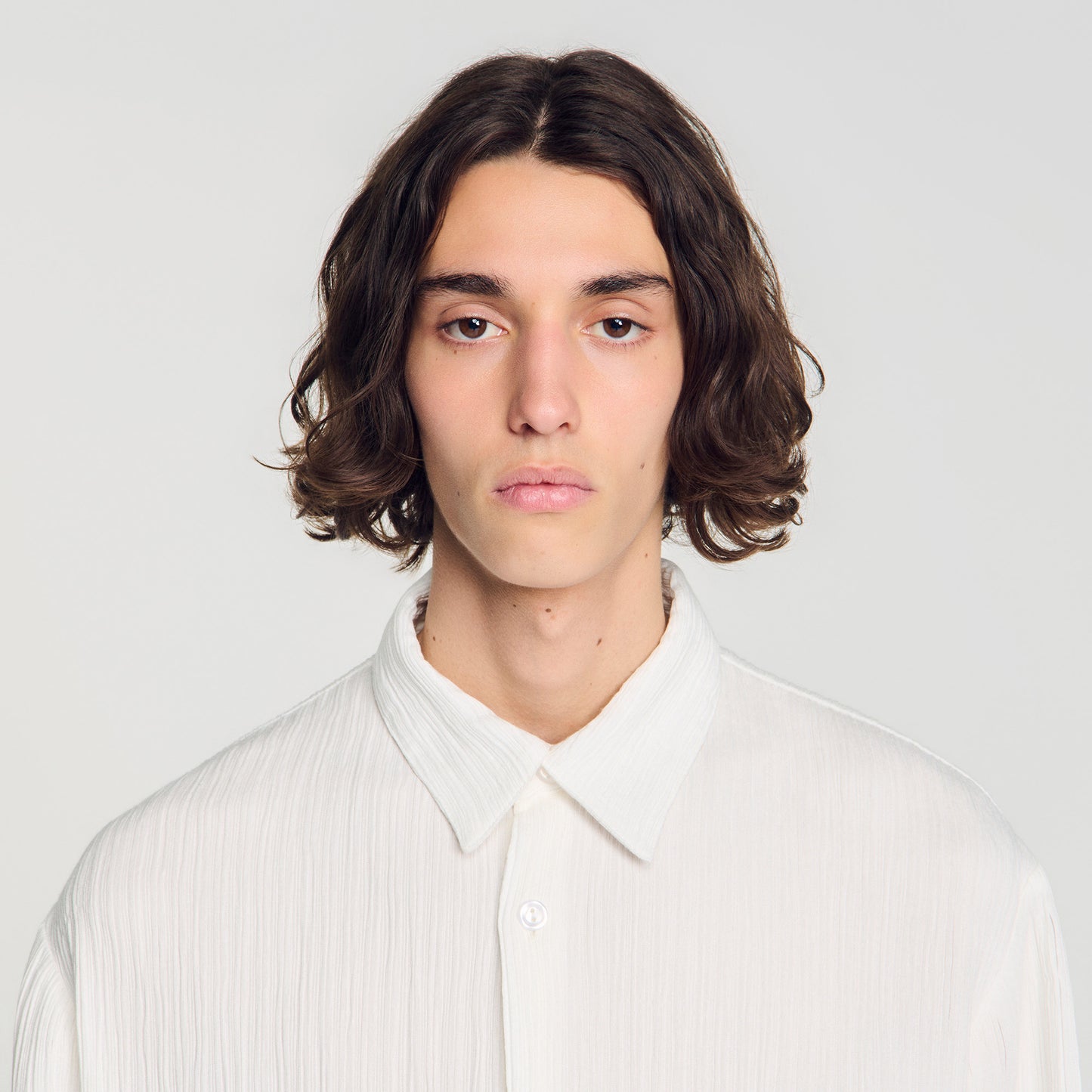 Crinkle Shirt Crinkled loose-fit shirt White