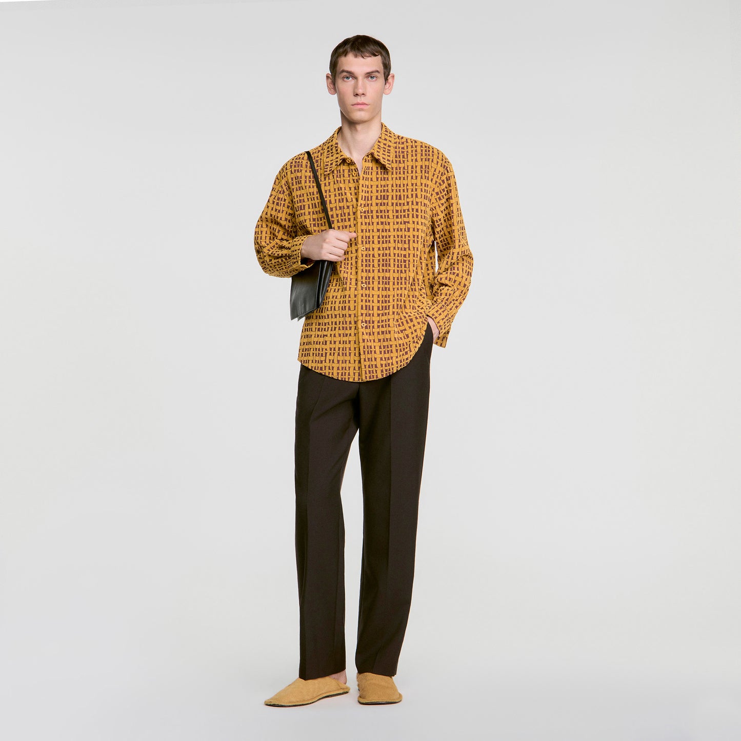Thread Shirt Shirt with velvet flocking Mustard