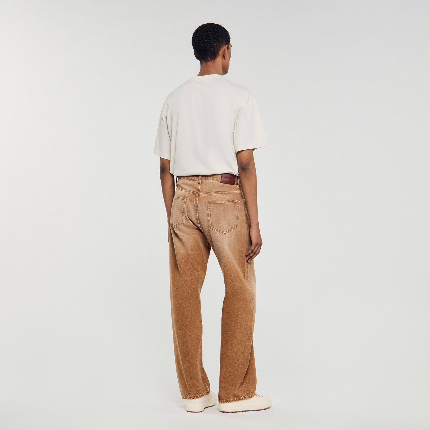 Baggy Tobacco Faded Cotton Baggy Jeans Camel