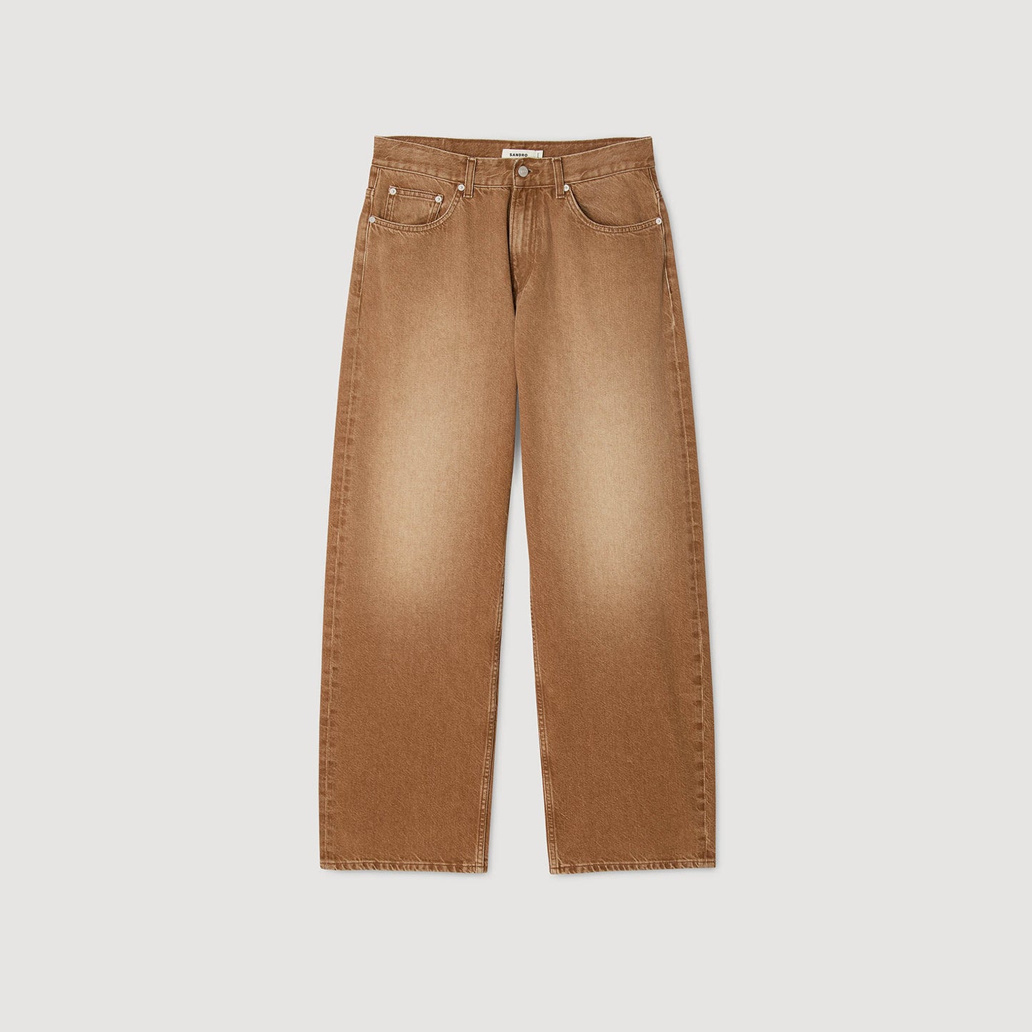Baggy Tobacco Faded Cotton Baggy Jeans Camel