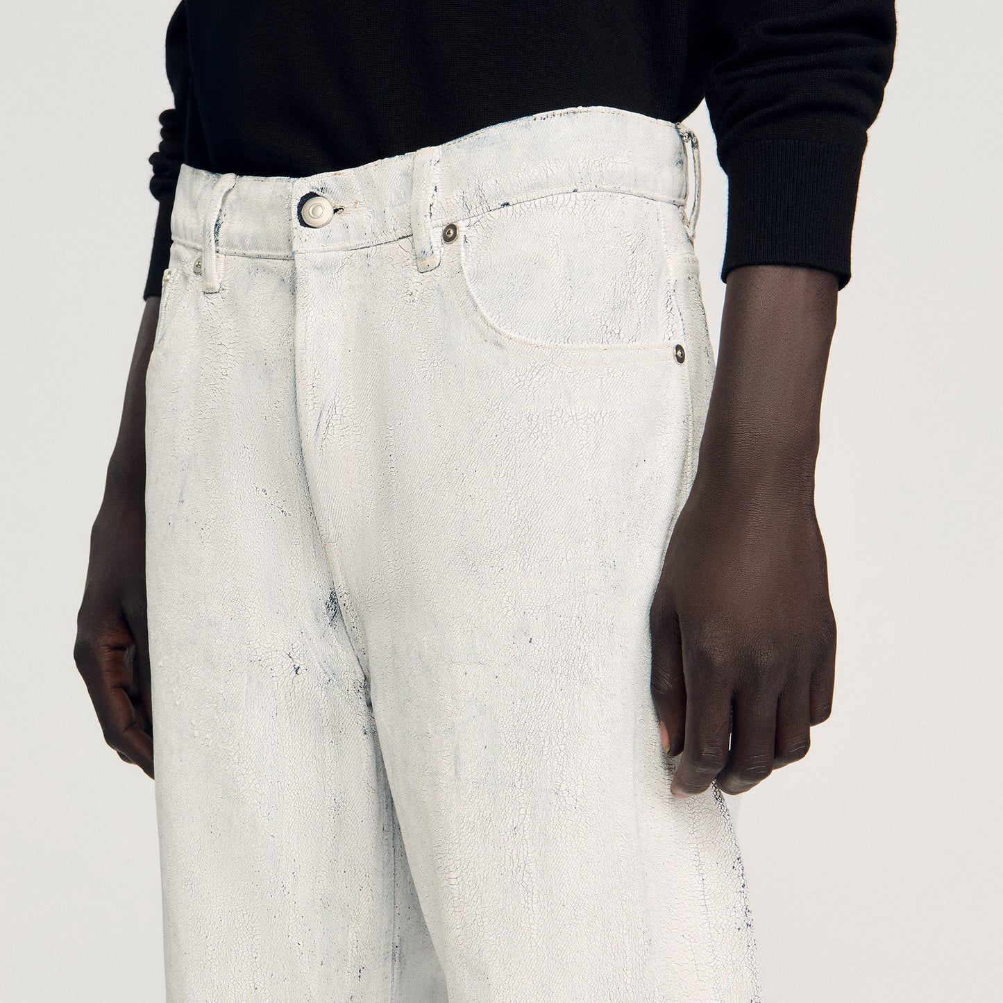 Crackled Jean White Regular Crackle-Effect Jeans Optic White