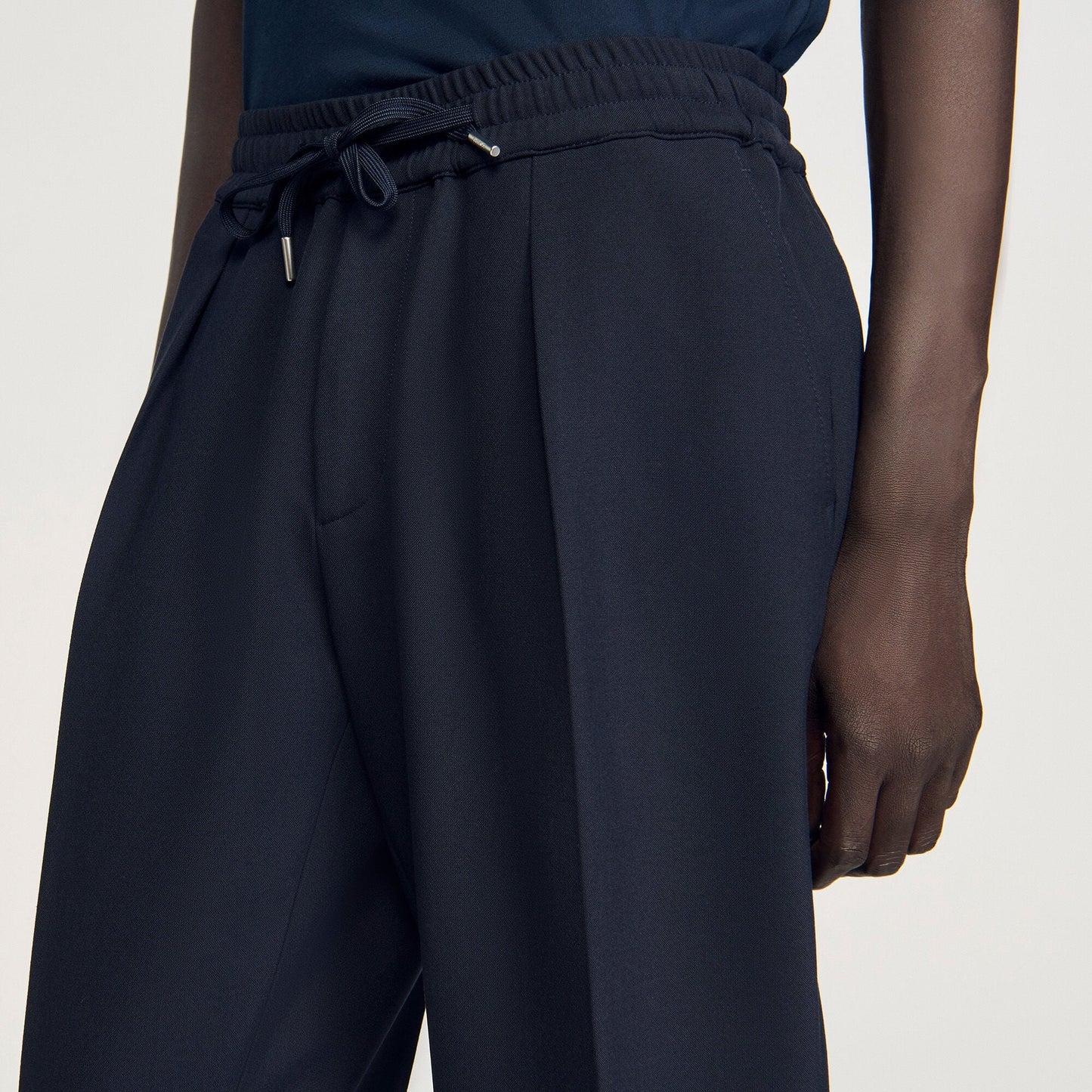 Jersey Pli Elastic waist Trousers Black