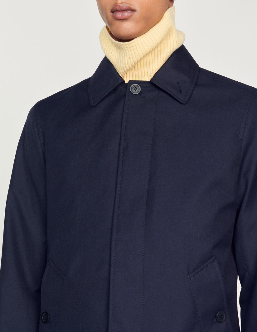 Straight-Cut Waterproof Jacket Navy Blue