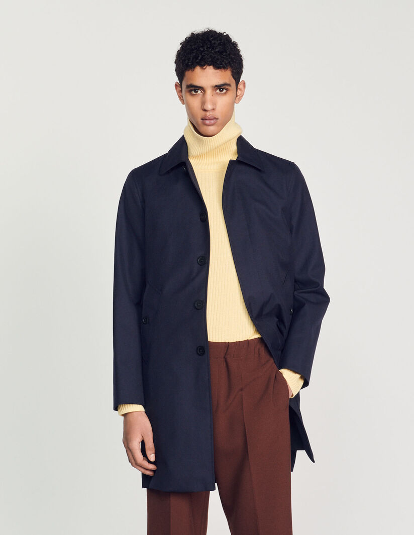 Straight-Cut Waterproof Jacket Navy Blue