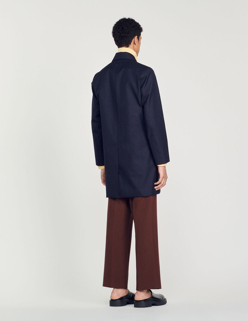 Straight-Cut Waterproof Jacket Navy Blue