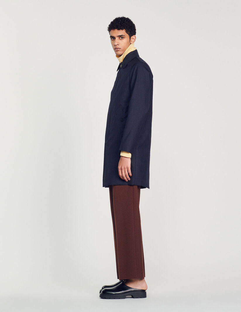 Straight-Cut Waterproof Jacket Navy Blue