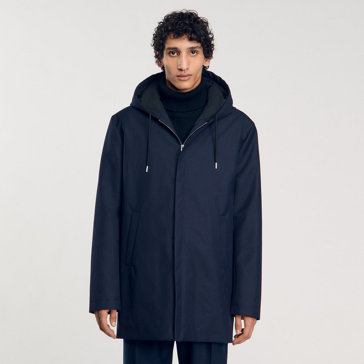 Minimalist Tech Parka Hooded padded parka Navy Blue