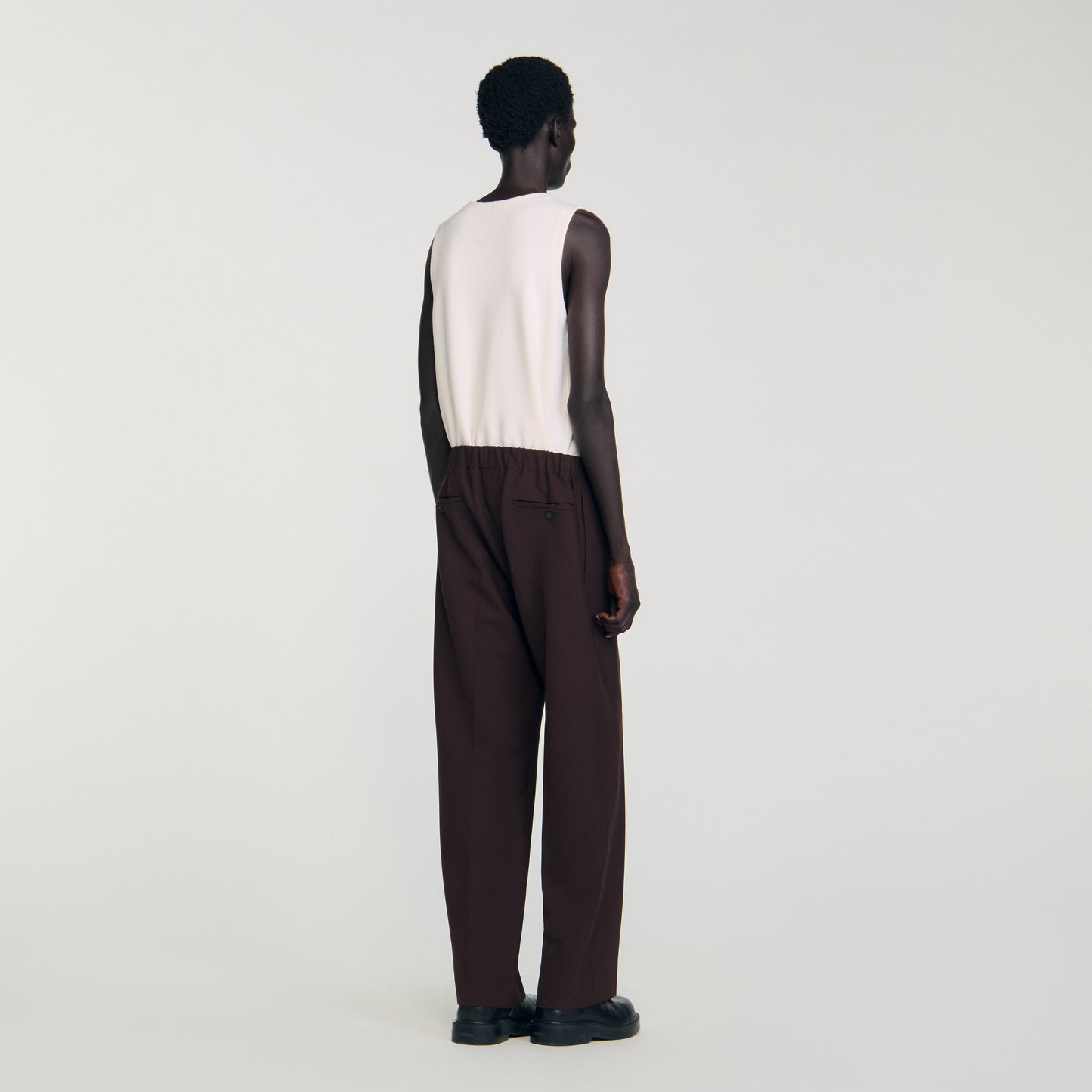 Large Jersey Wide-Leg Trousers Chocolate
