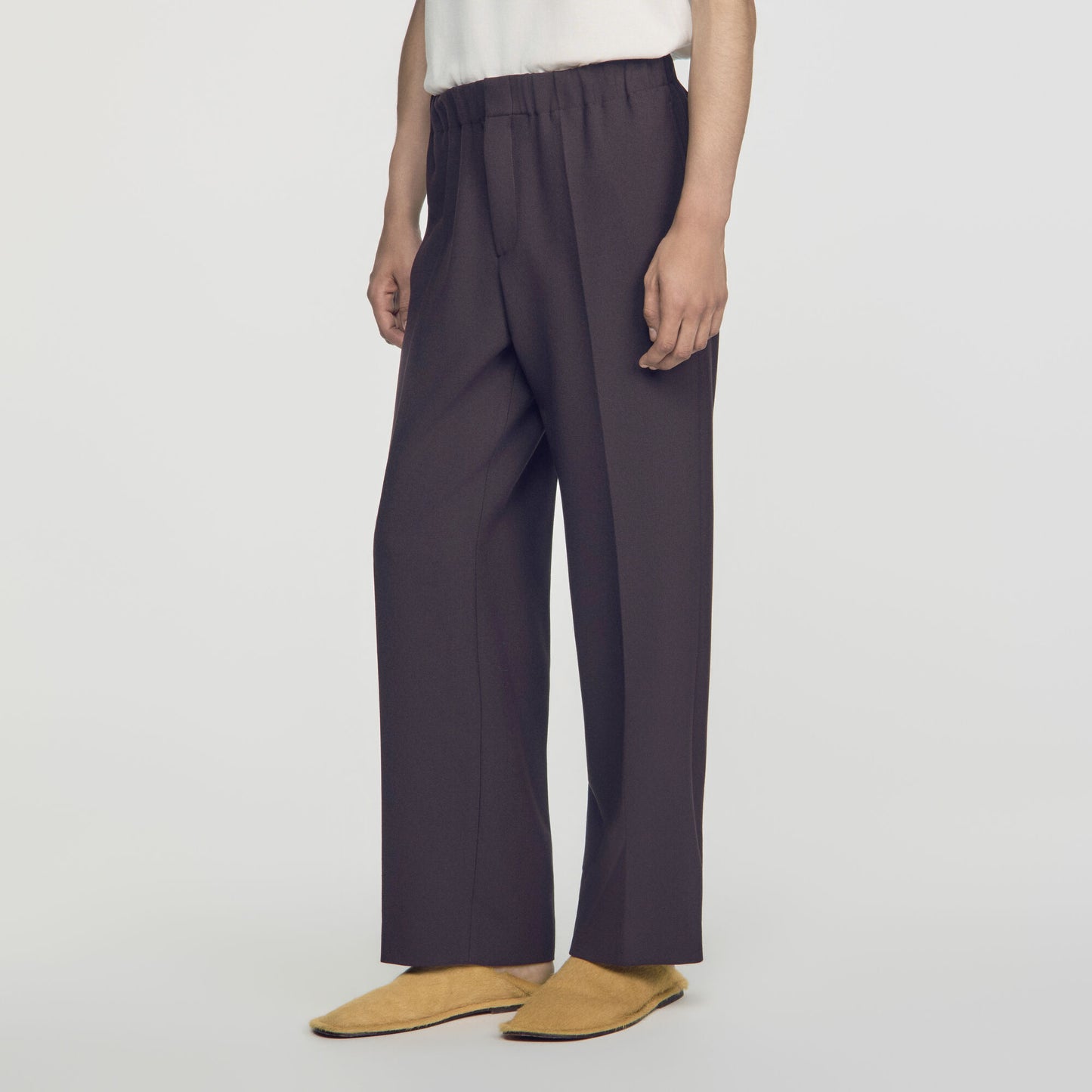 Large Jersey Straight Leg Trousers Dark Chocolate