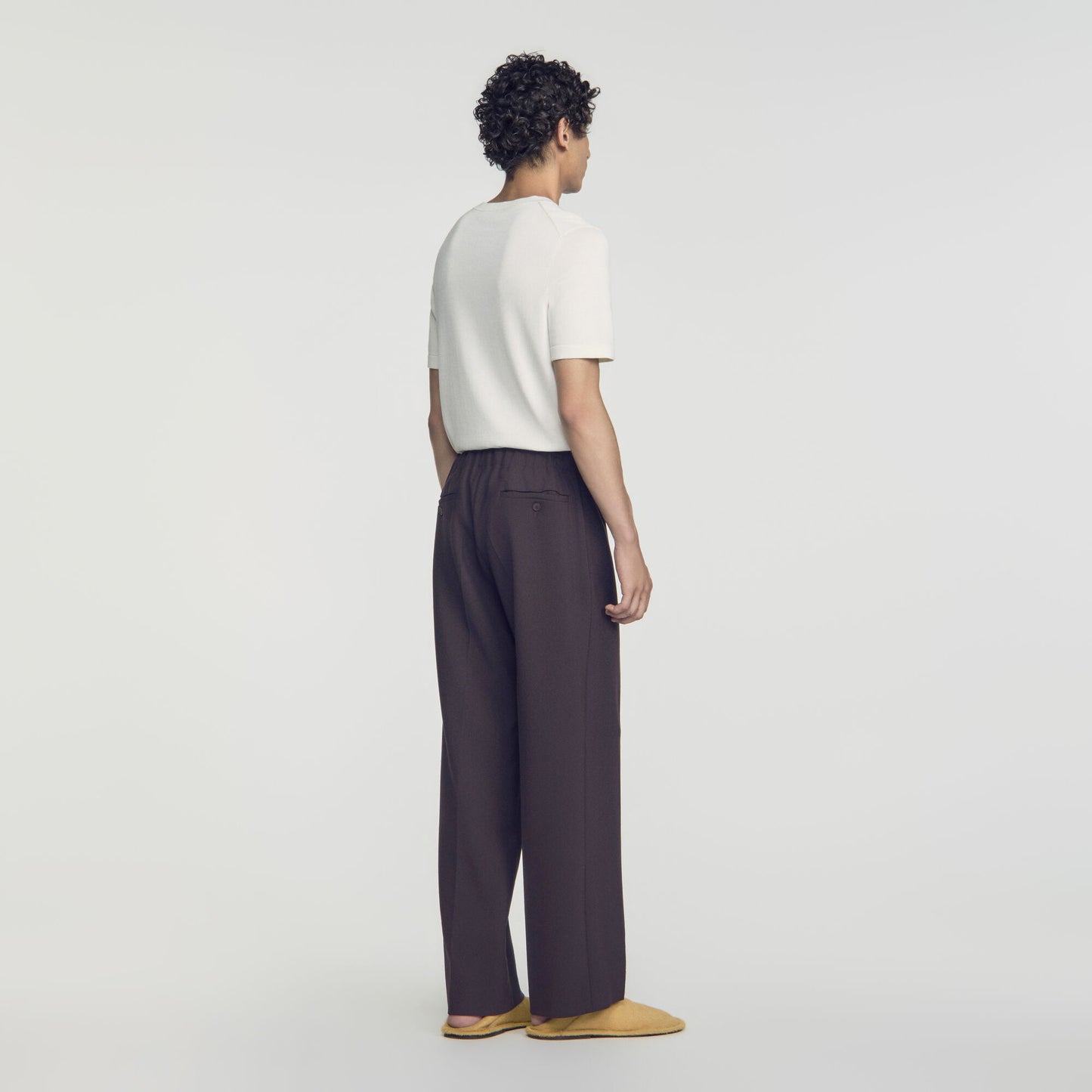 Large Jersey Straight Leg Trousers Dark Chocolate