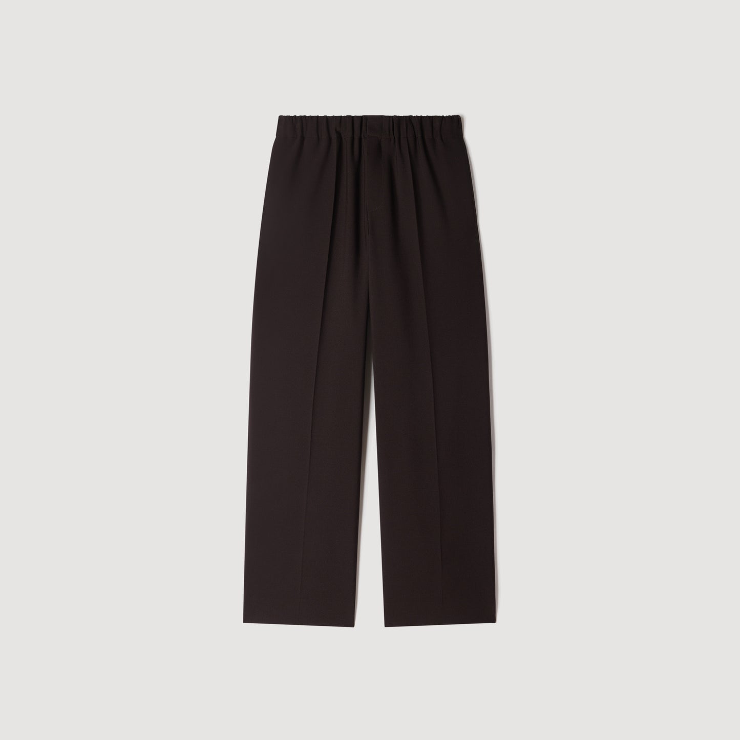Large Jersey Straight Leg Trousers Dark Chocolate