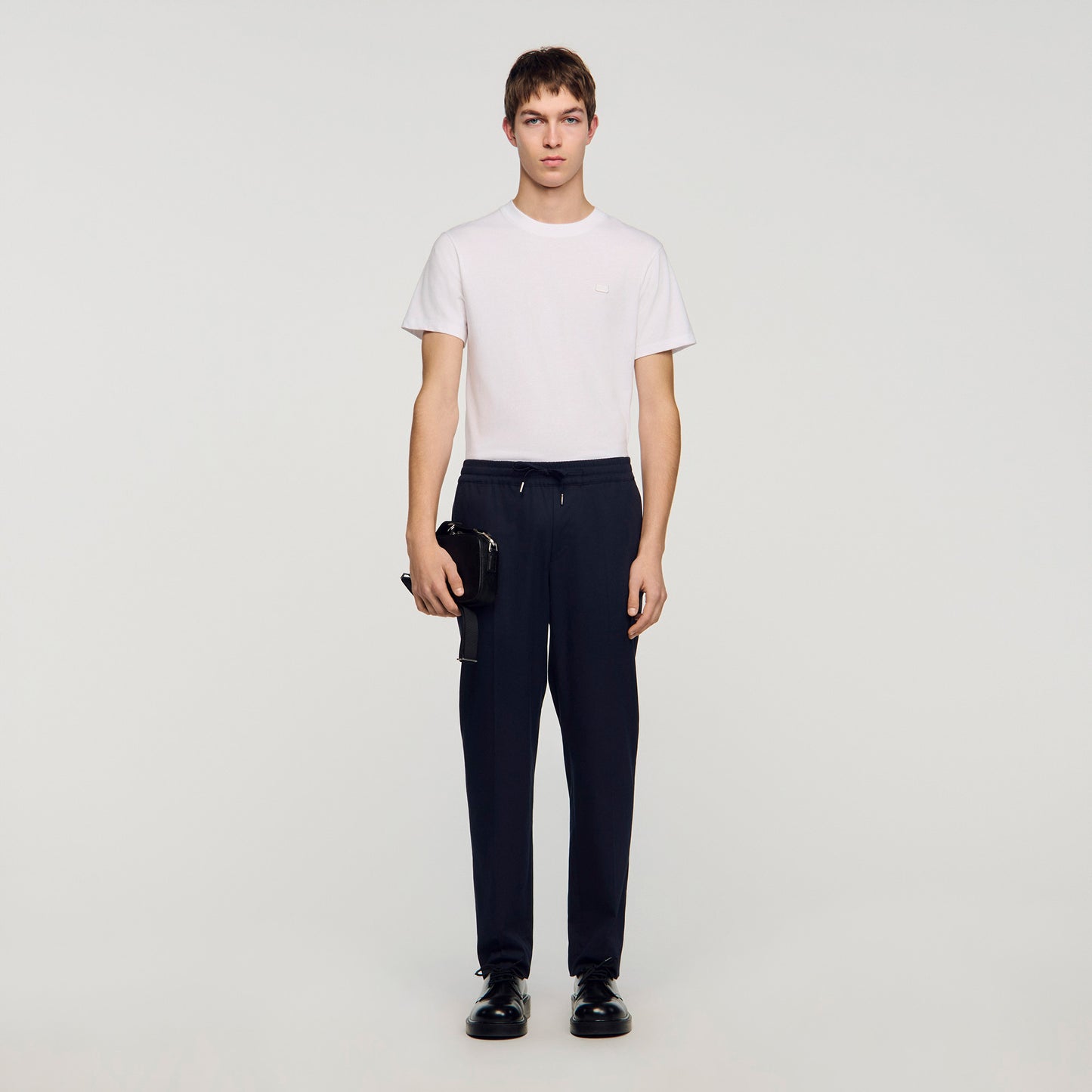 Elasticated Straight Leg Trousers Midnight Blue