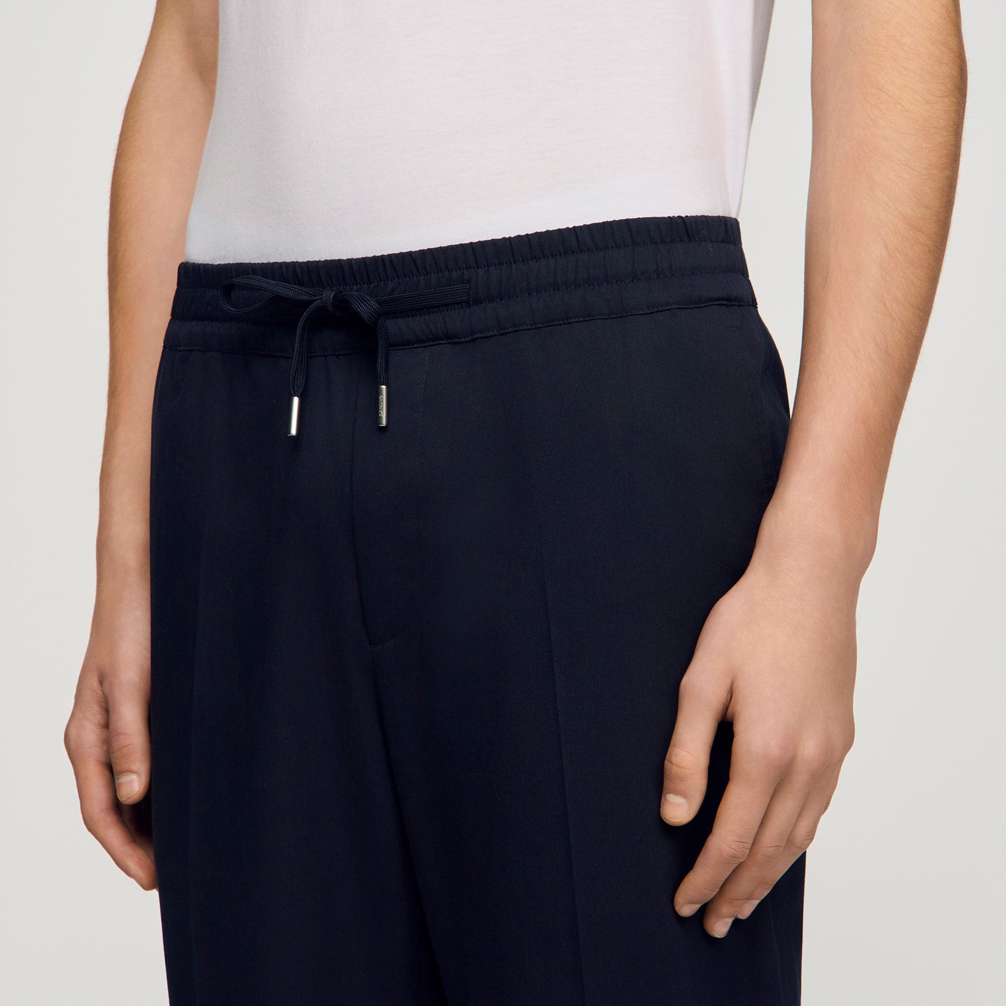 Elasticated Straight Leg Trousers Midnight Blue