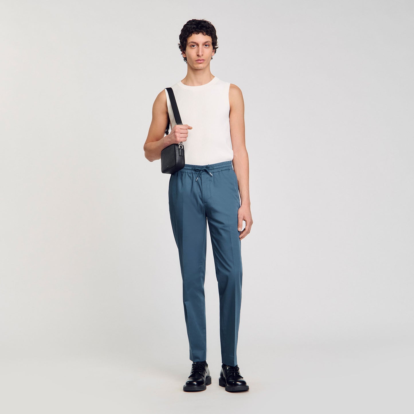 Elasticated Straight-Leg Trousers Thunderstorm Blue