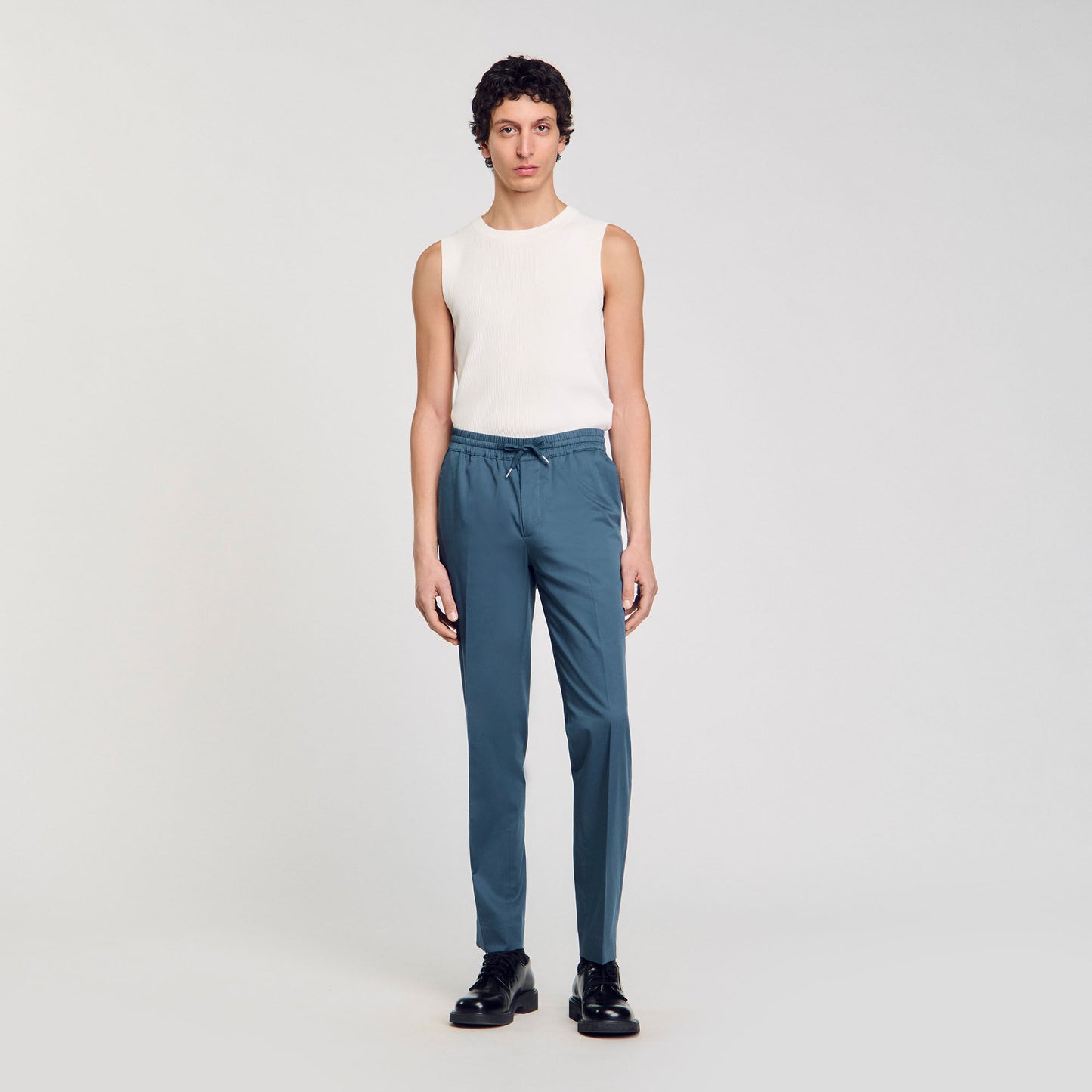 Elasticated Straight-Leg Trousers Thunderstorm Blue
