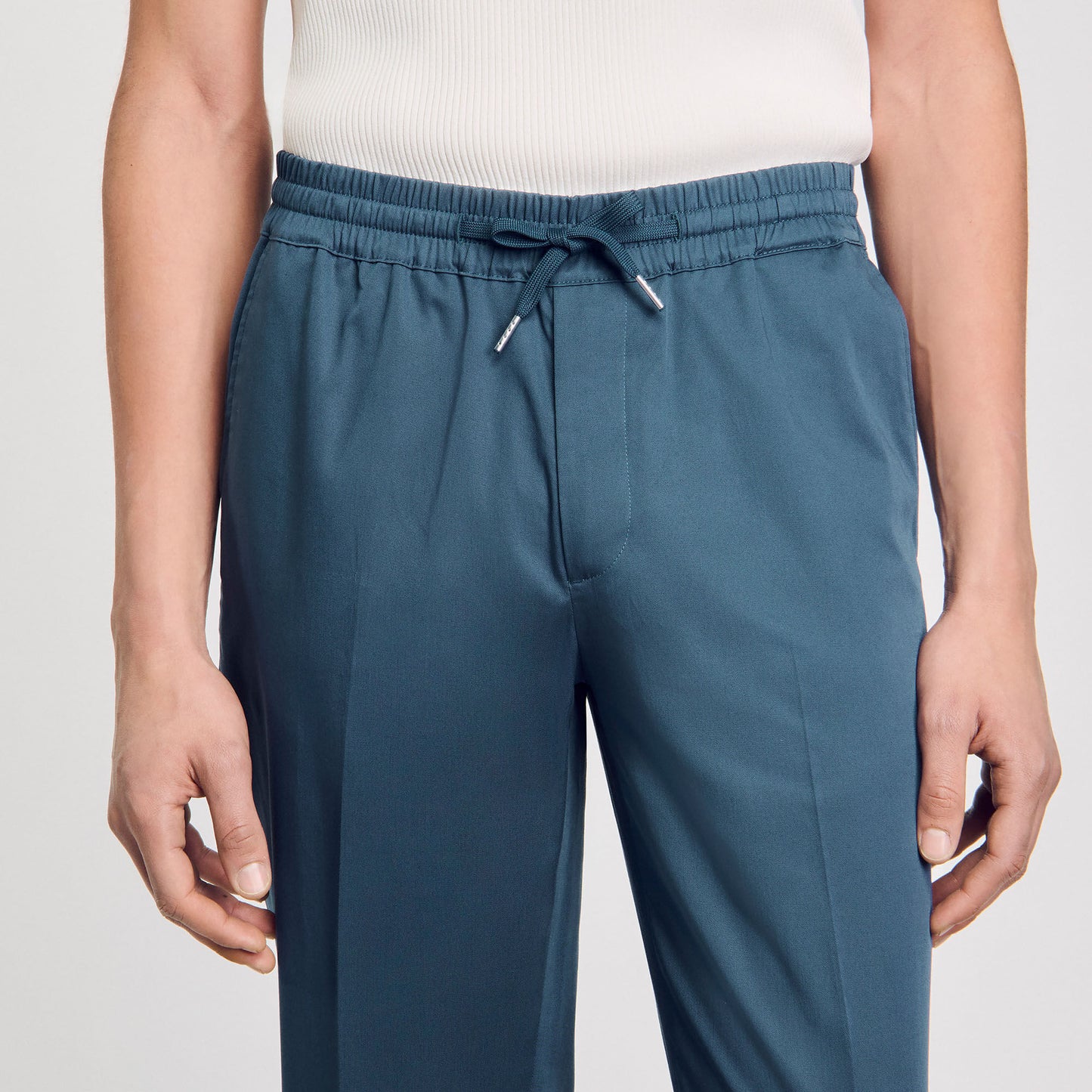 Elasticated Straight-Leg Trousers Thunderstorm Blue