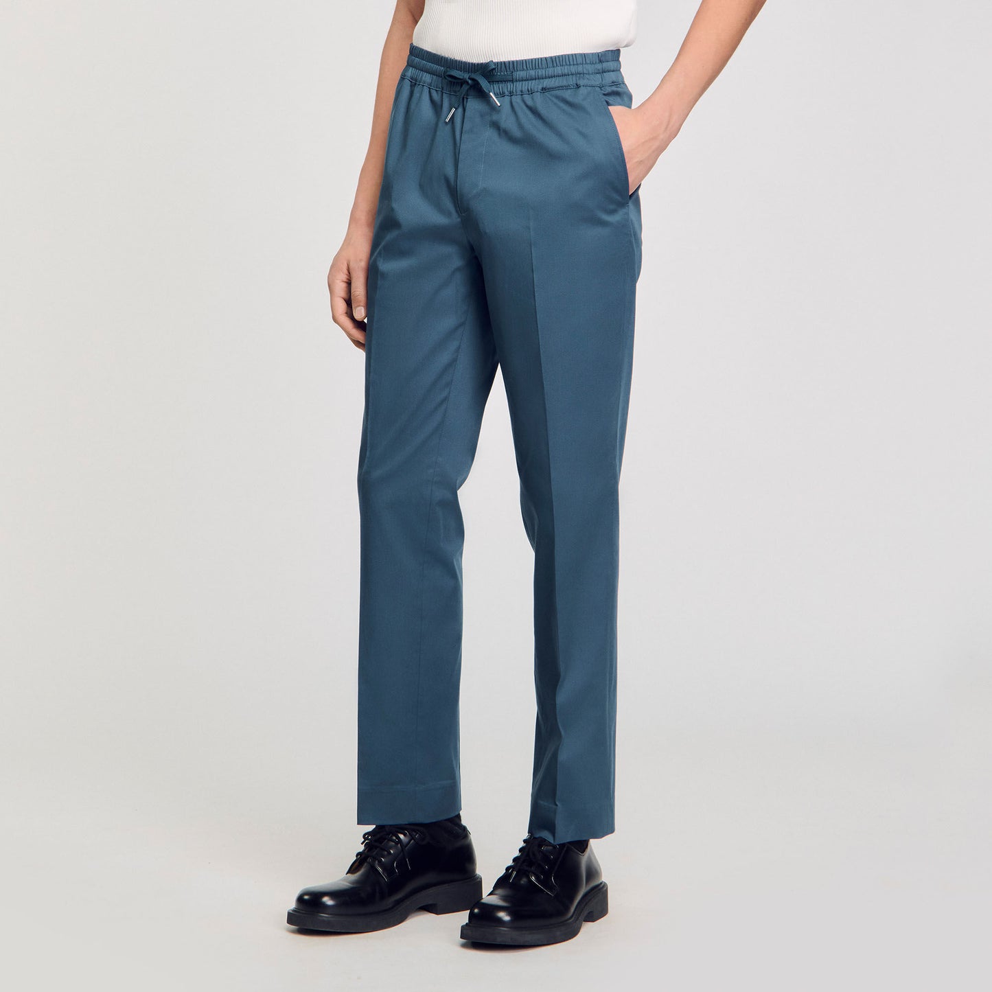 Elasticated Straight-Leg Trousers Thunderstorm Blue