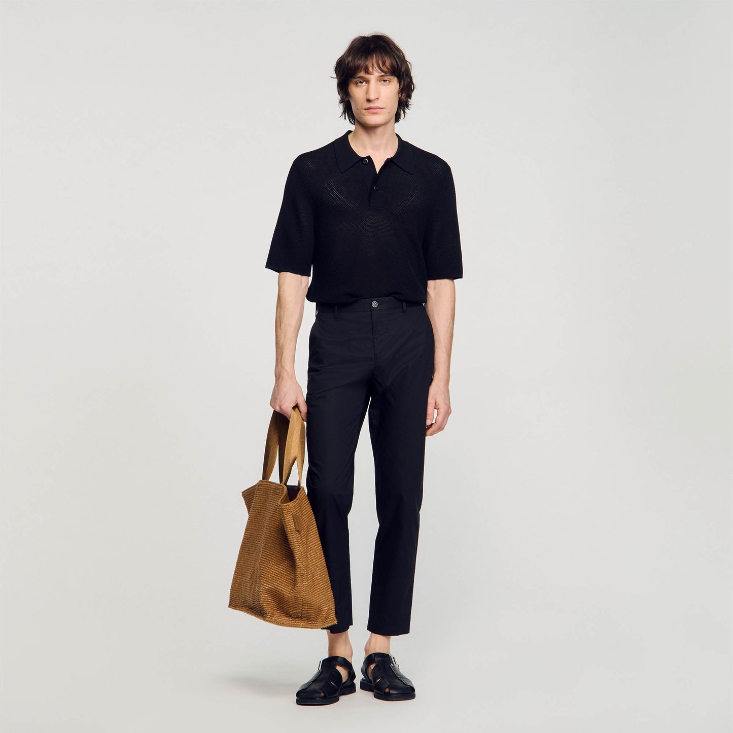 Cotton Carrot Cut Trousers Black