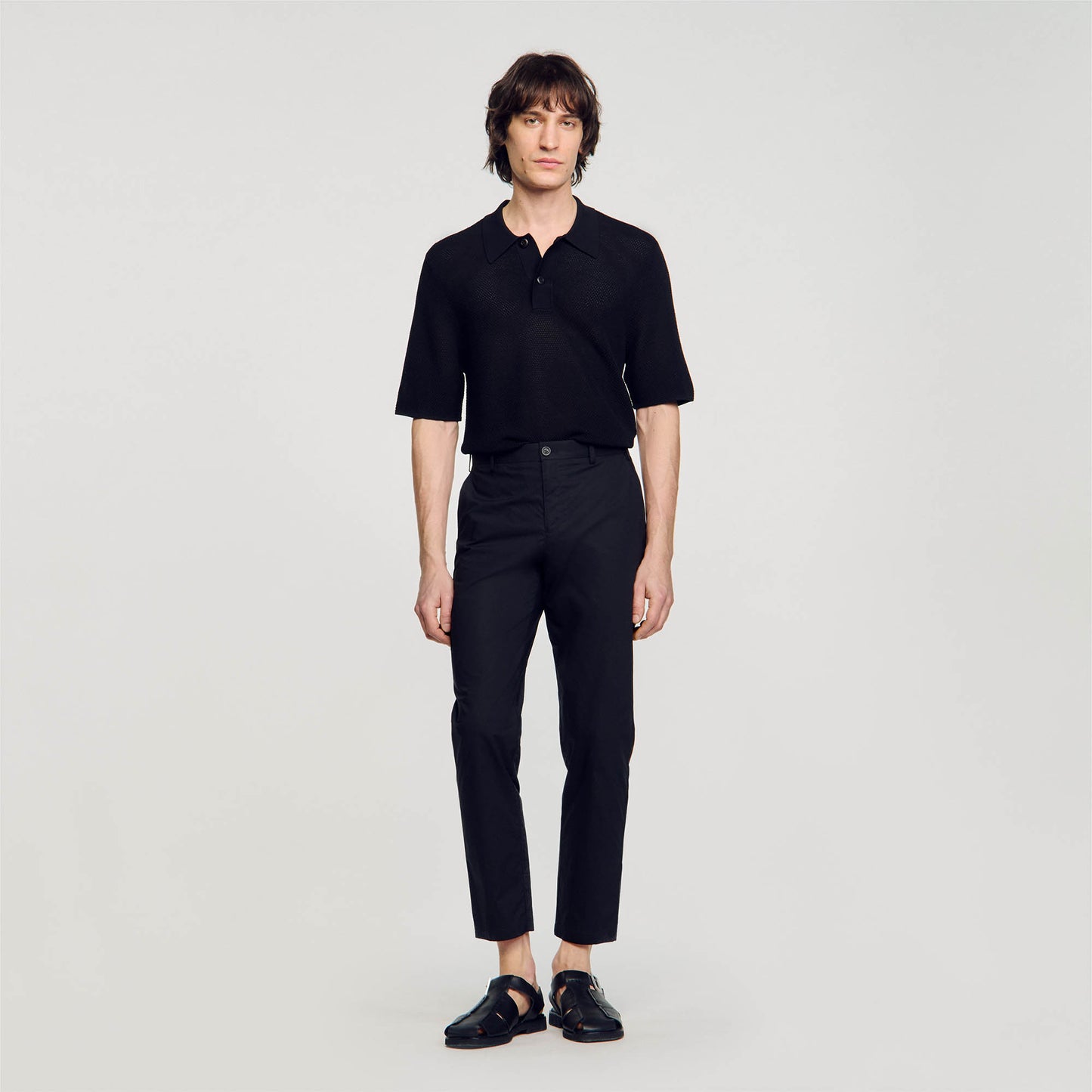 Cotton Carrot Cut Trousers Black